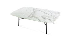 Little Table Yuki, Metal Frame, White Color, Design, Coffee Table, Glass, Marble
