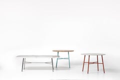 Little Table Yuki, Metal Frame, White Color, Design, Coffee Table, Glass, Marble