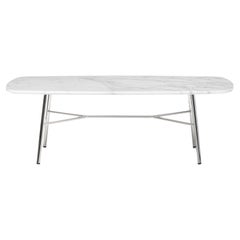 Little Table Yuki, Metal Frame, White Color, Design, Coffee Table, Glass, Marble