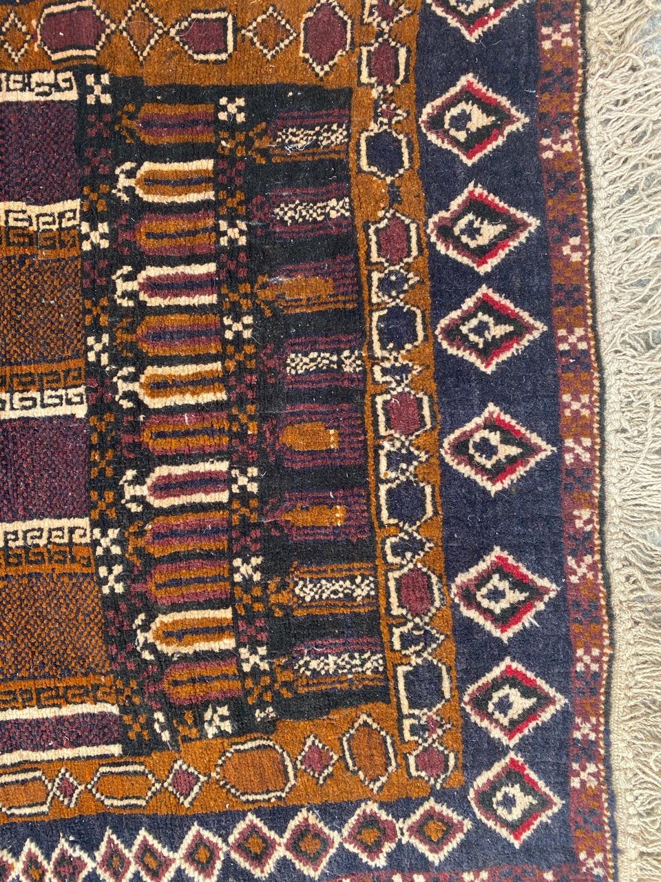 Hand-Knotted Little Vintage Baluch Afghan Rug For Sale