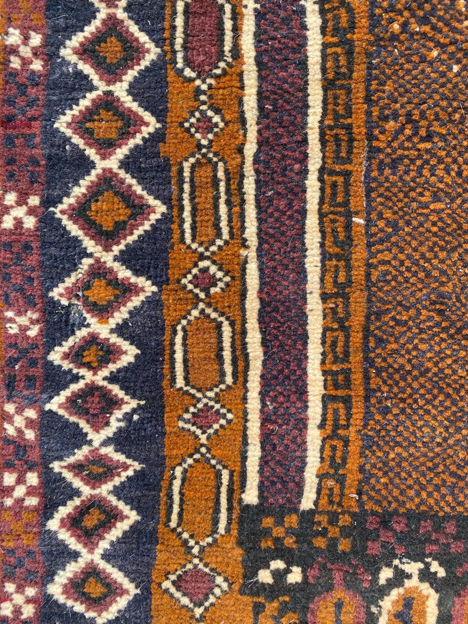 Wool Little Vintage Baluch Afghan Rug For Sale