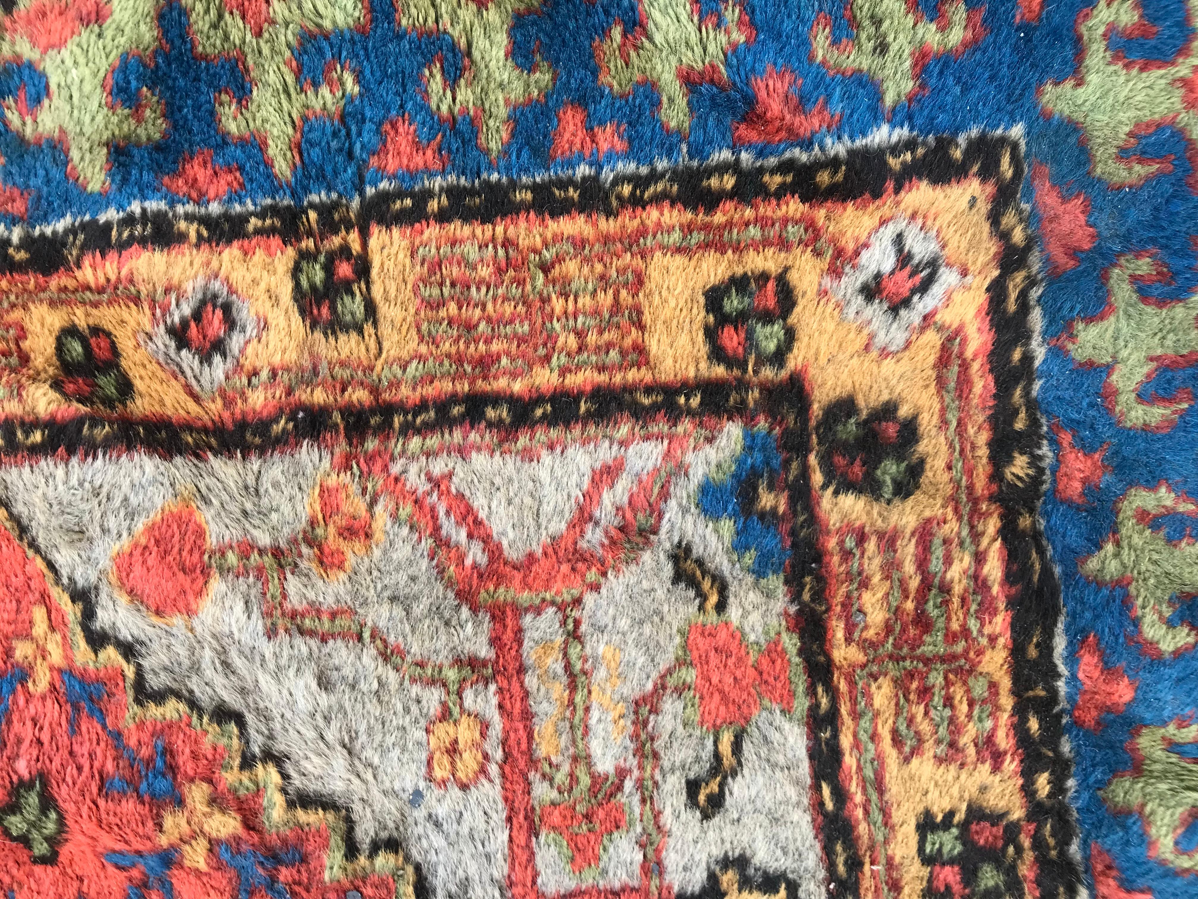 Chinese Little Vintage Sinkiang Rug, Antique Persian Style Rugs, 20th Century Carpets