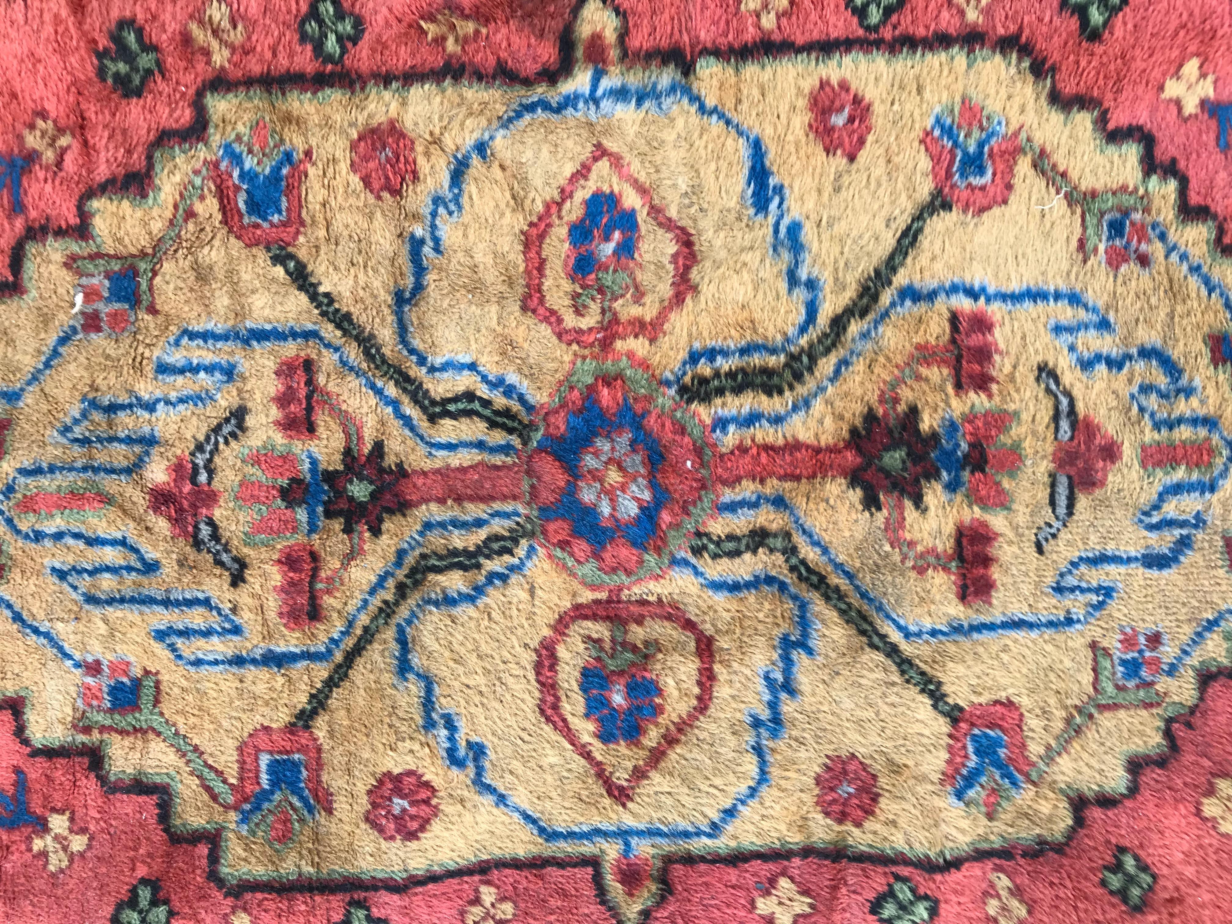 Wool Little Vintage Sinkiang Rug, Antique Persian Style Rugs, 20th Century Carpets