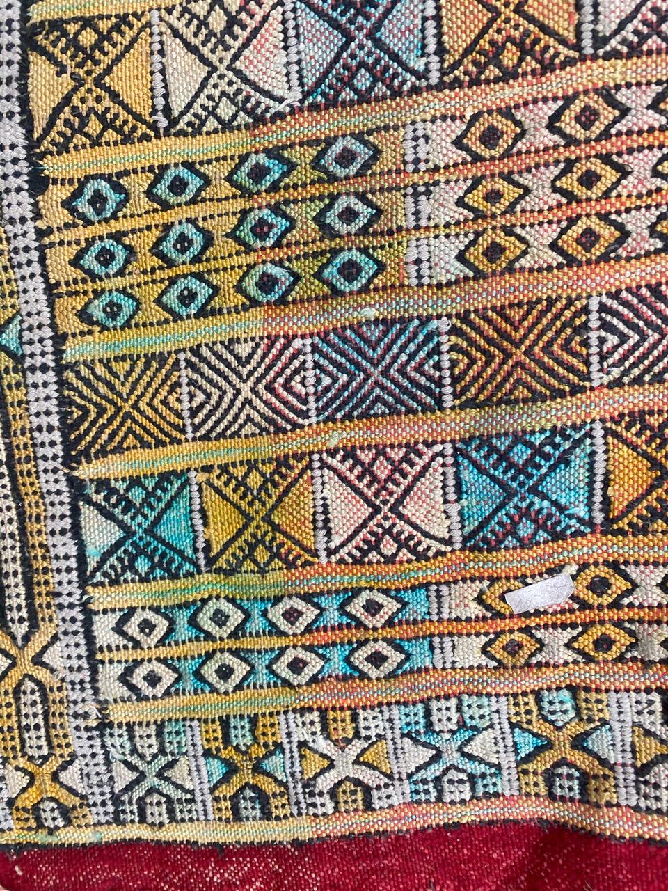 Bobyrug’s Little Vintage Tribal Moroccan Woven Rug For Sale 2
