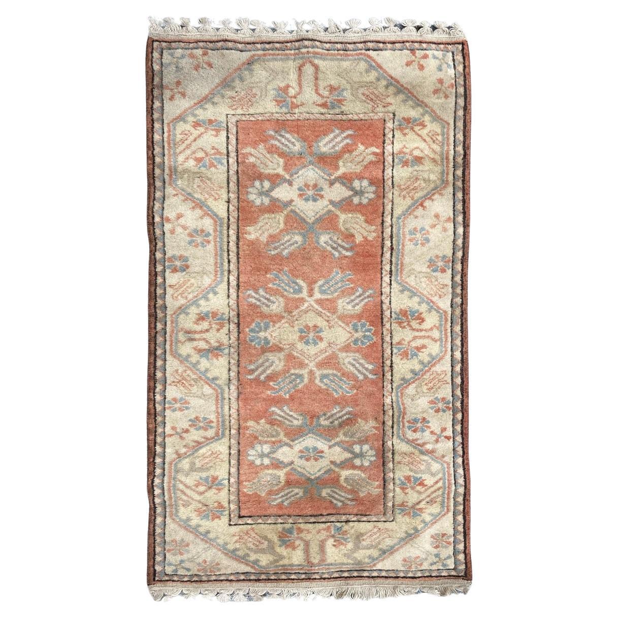 Bobyrug’s Little vintage Turkish Kars rug  For Sale