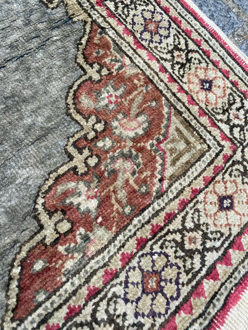Bobyrug’s Little Vintage Turkish Kayseri Silk and Cotton Rug For Sale 7