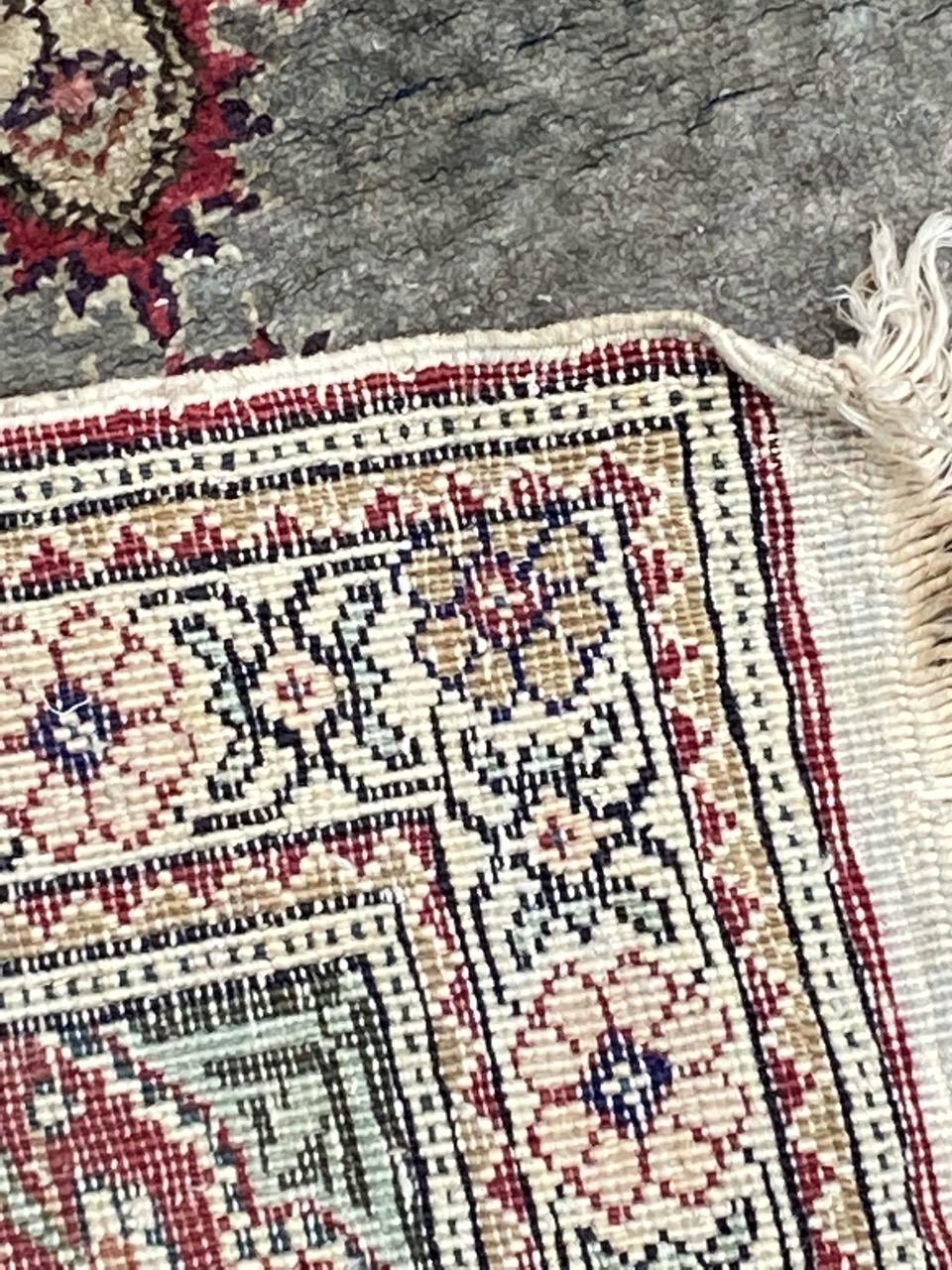 Bobyrug’s Little Vintage Turkish Kayseri Silk and Cotton Rug For Sale 8