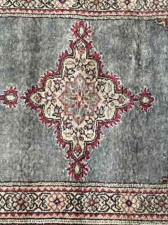 Bobyrug’s Little Vintage Turkish Kayseri Silk and Cotton Rug