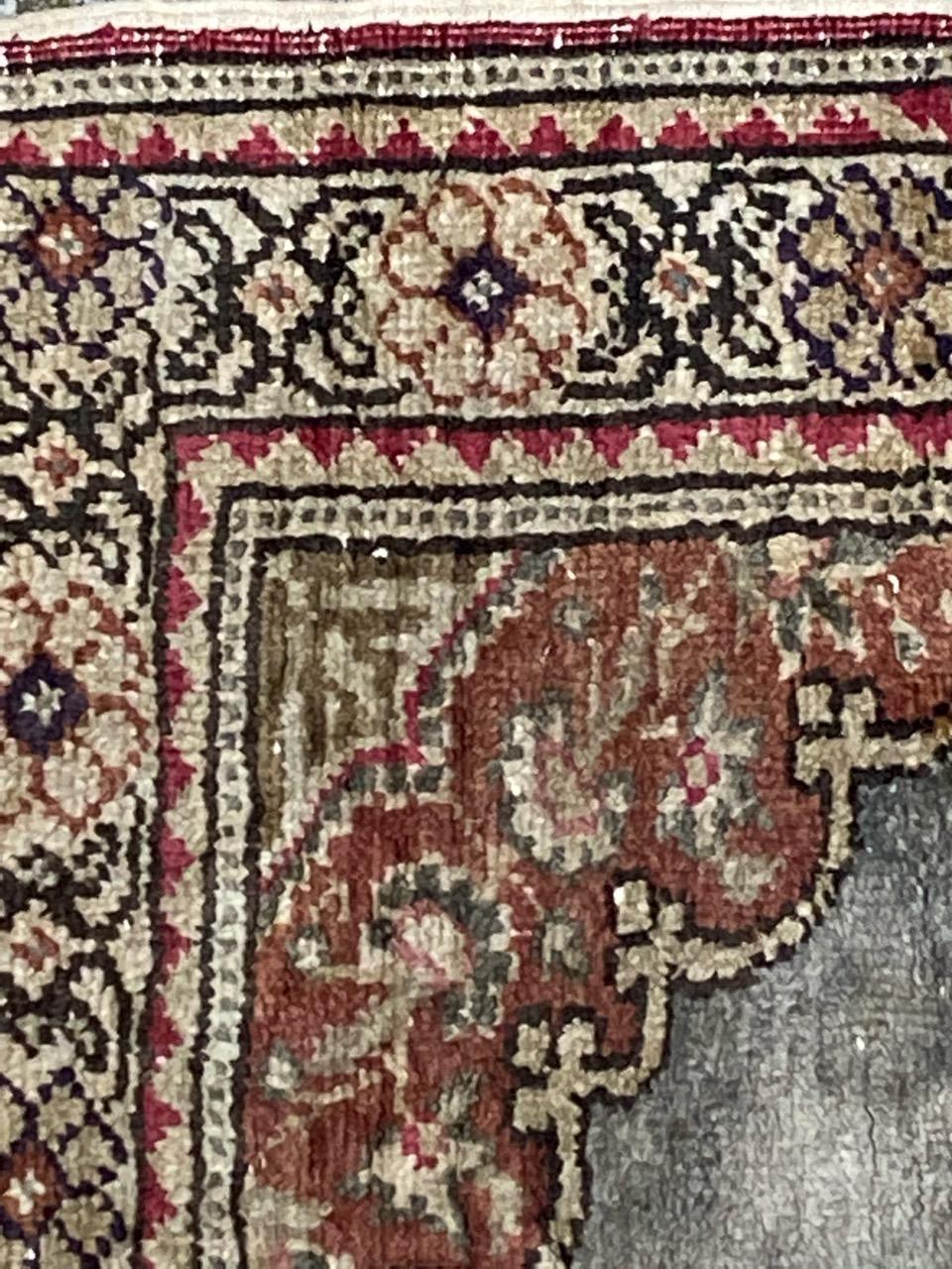 Bobyrug's Little Vintage Türkisch Kayseri Seide und Baumwolle Teppich im Zustand „Gut“ im Angebot in Saint Ouen, FR