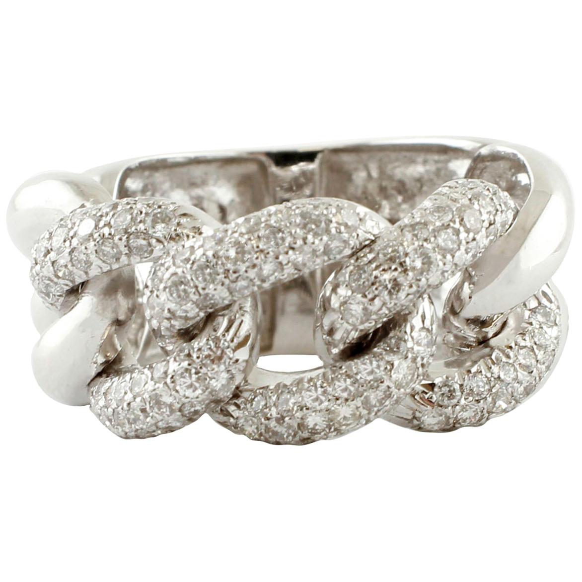 Little White Diamonds, 18 Karat White Gold Groumette Model Ring