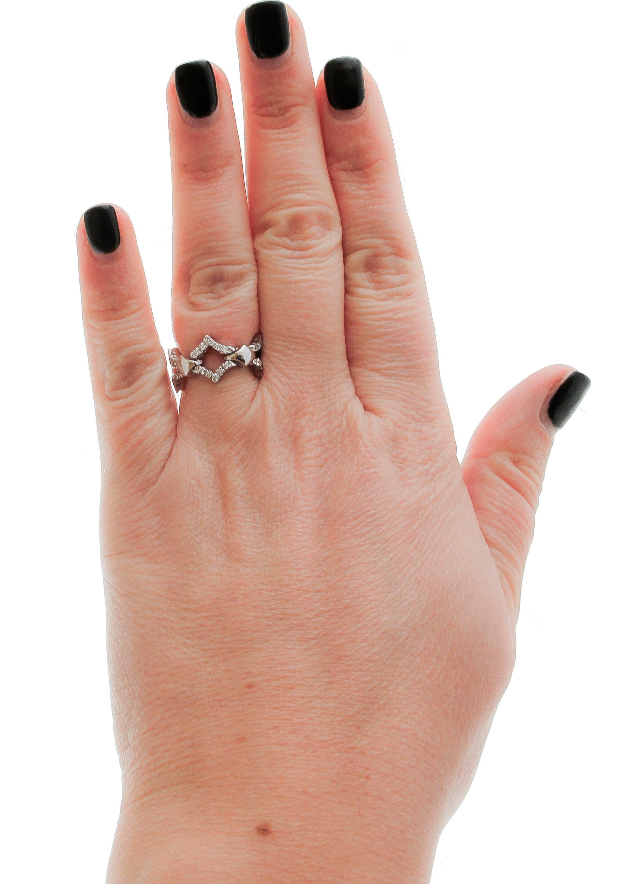 Women's Little White Diamonds, 18 Karat White Gold Fashion Style Ring For Sale