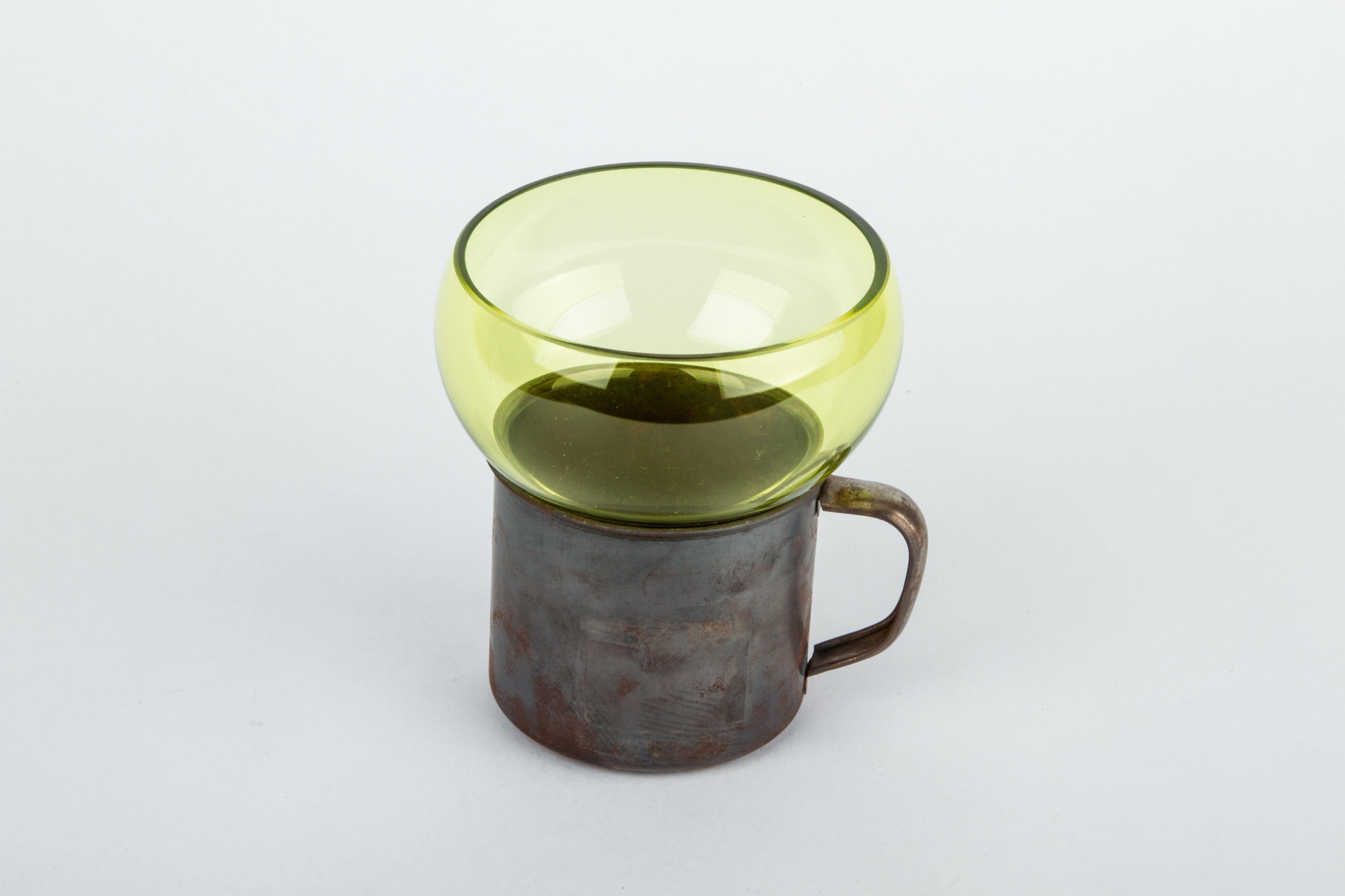 Little Yellow Glass Mug Blown in Nouvel Studio In New Condition For Sale In Milano, MI