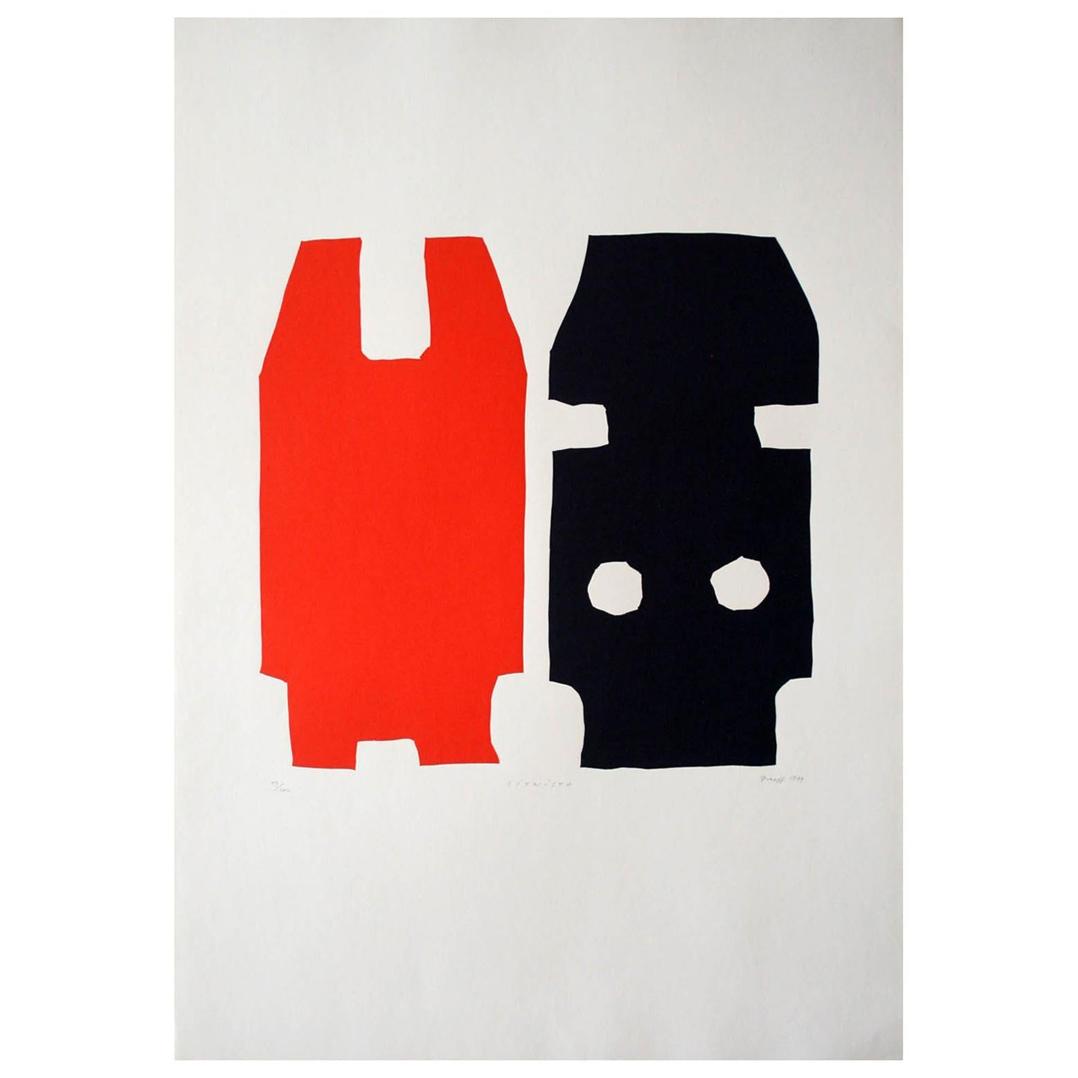 "Litwisto" Original Bauhaus Artist Linocut Print, Signed Werner Graeff For Sale