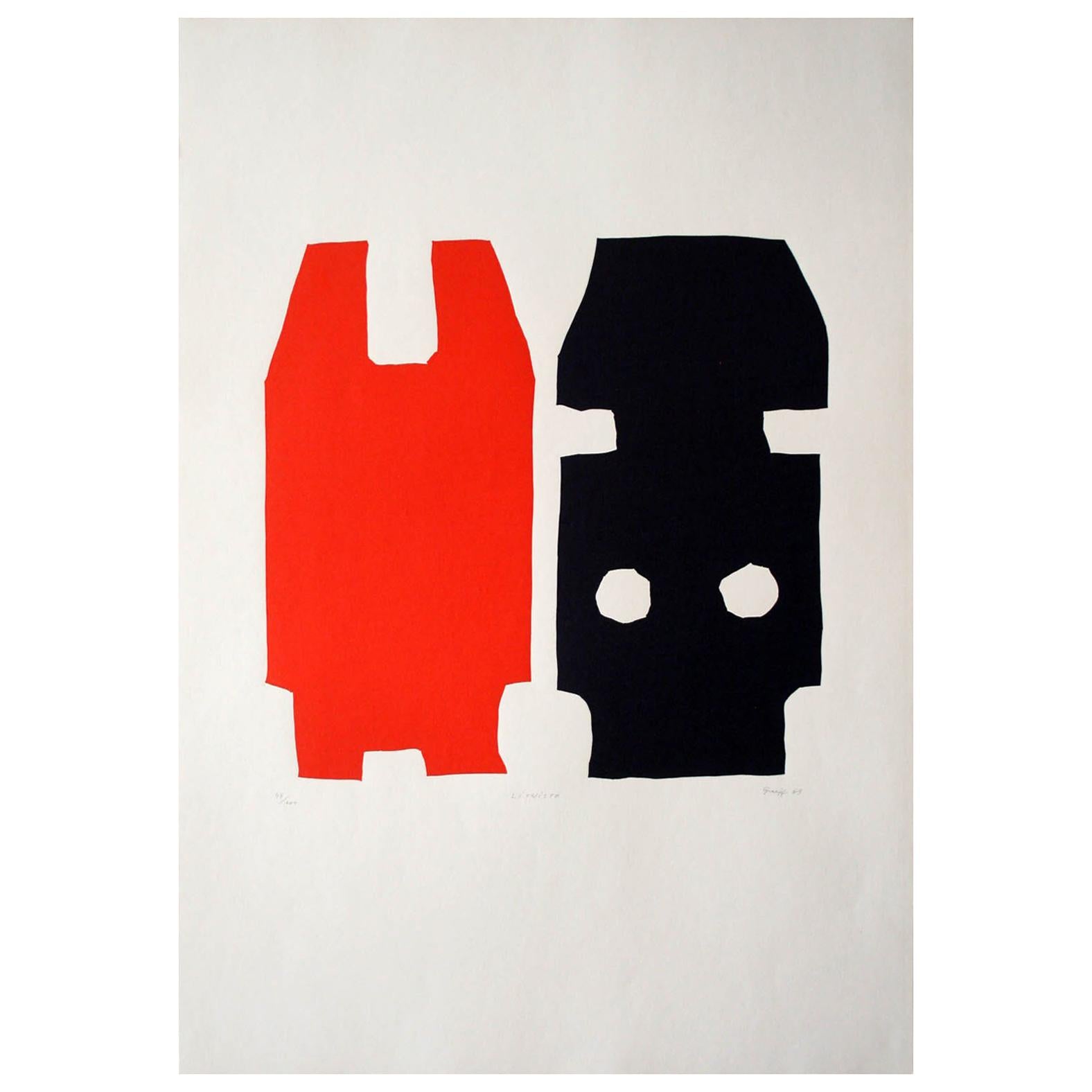 "LITWISTO" Original Bauhaus Artist Linocut Print, Signed Werner Graeff For Sale
