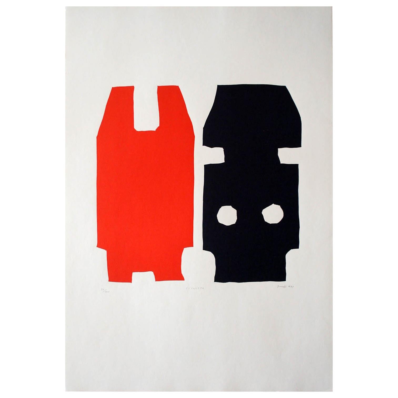 "Litwisto" Original Bauhaus Artist Linocut Print, Signed Werner Graeff For Sale