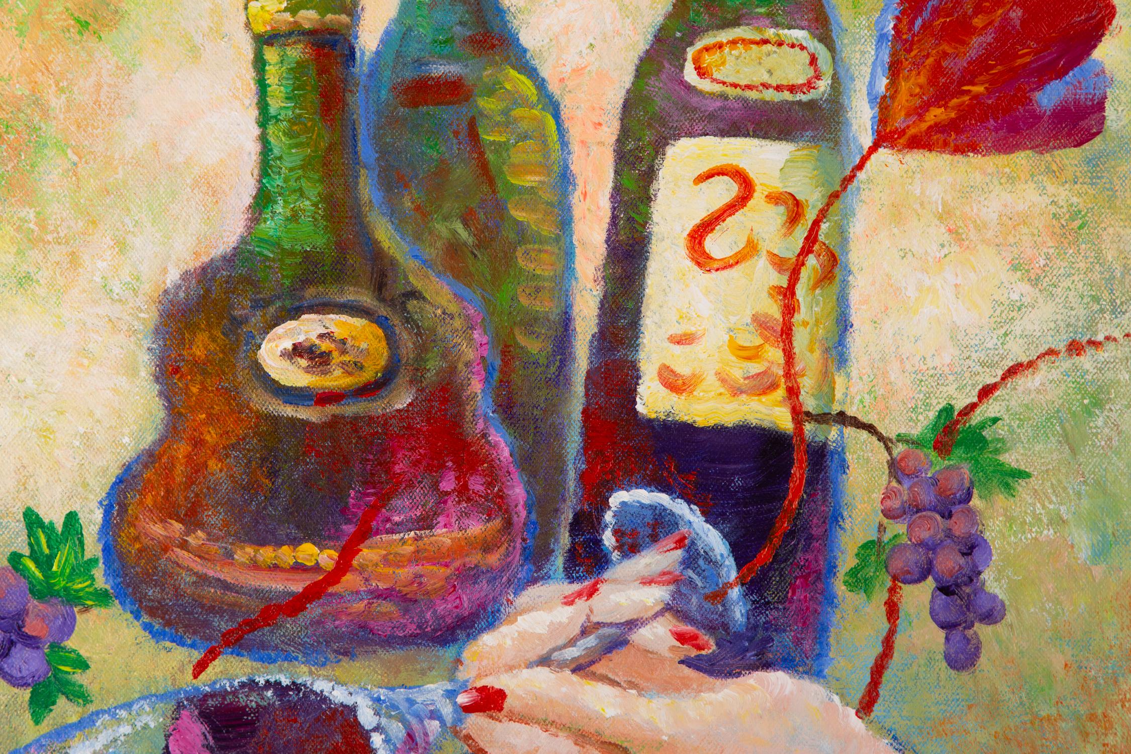 Impressionistisches Original-Ölgemälde „Drinking“ von Liu BingHui im Angebot 5
