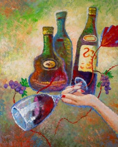 Liu BingHui Impressionist Original Oil Painting "Drinking"