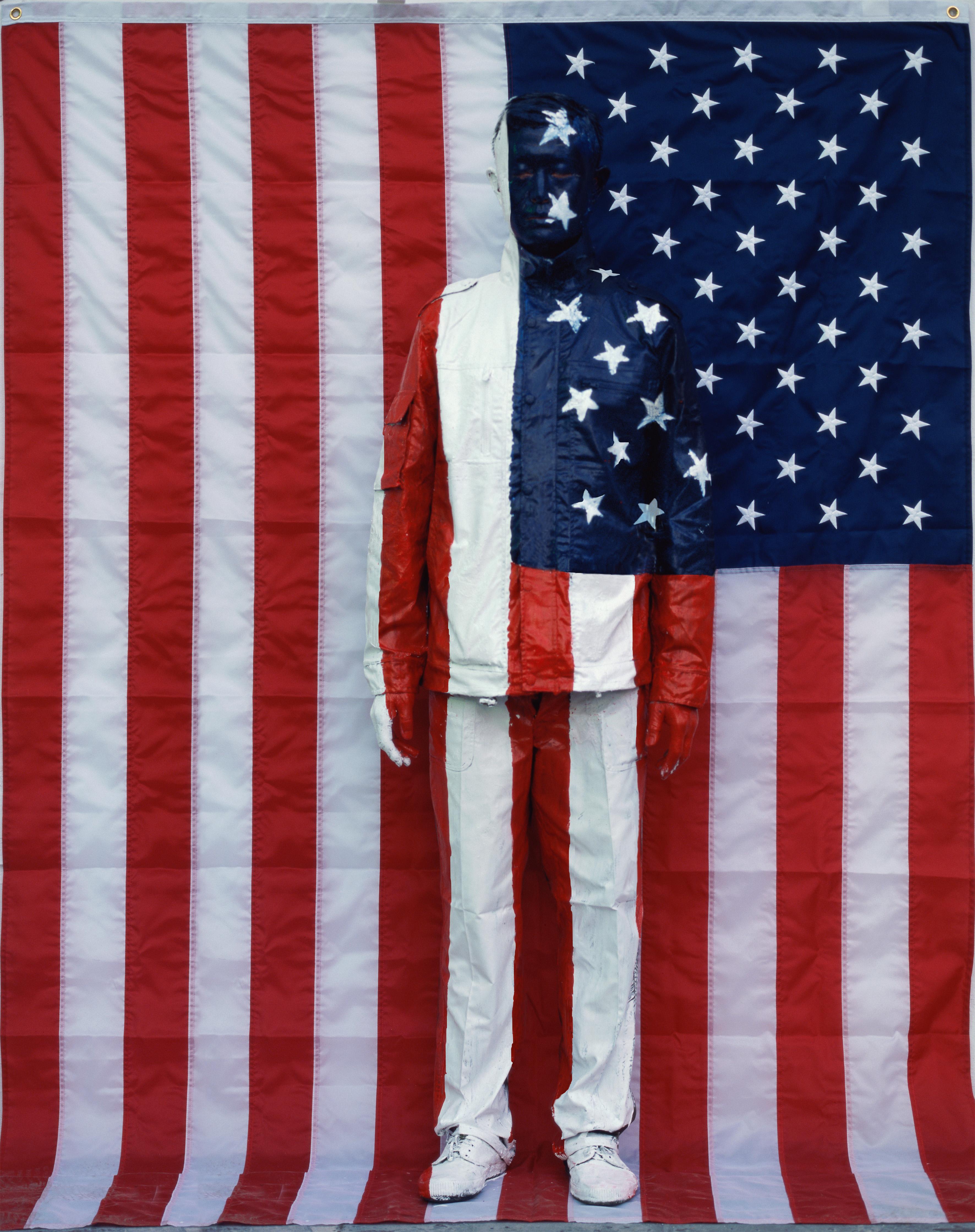 Liu Bolin Portrait Photograph - American Flag - Contemporary, Figurative, C-Print, Early 21st Century