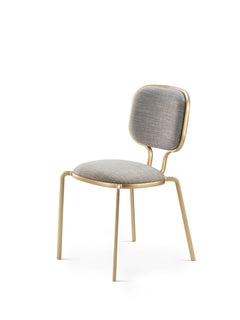 Liù Chair Fabric Bogardine Colour 03 Perla, Satin Brass Structure, Made in Italy