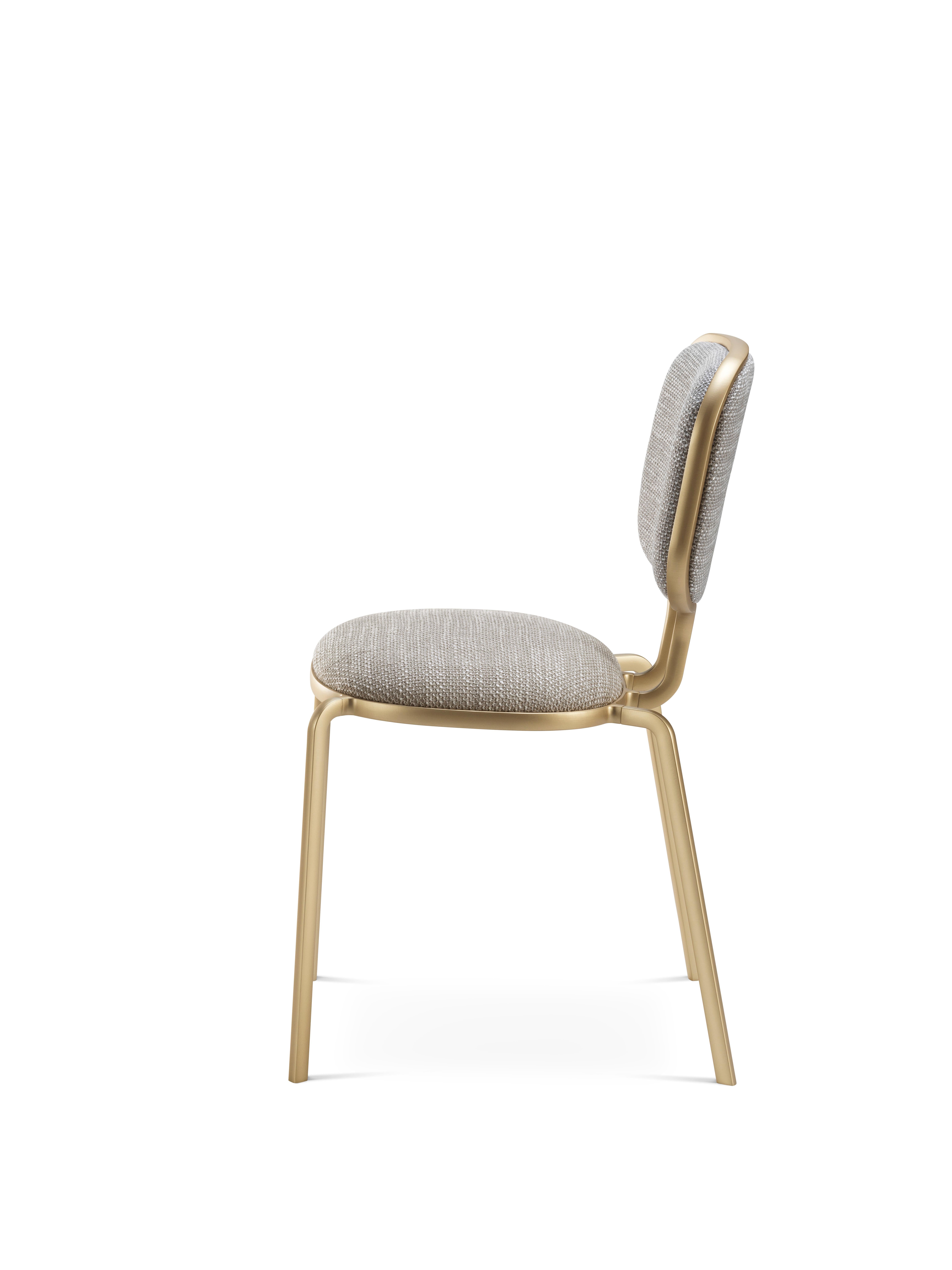 Italian Liù Chair Fabric Bogardine Colour 03 Perla, Satin Brass Structure, Made in Italy For Sale