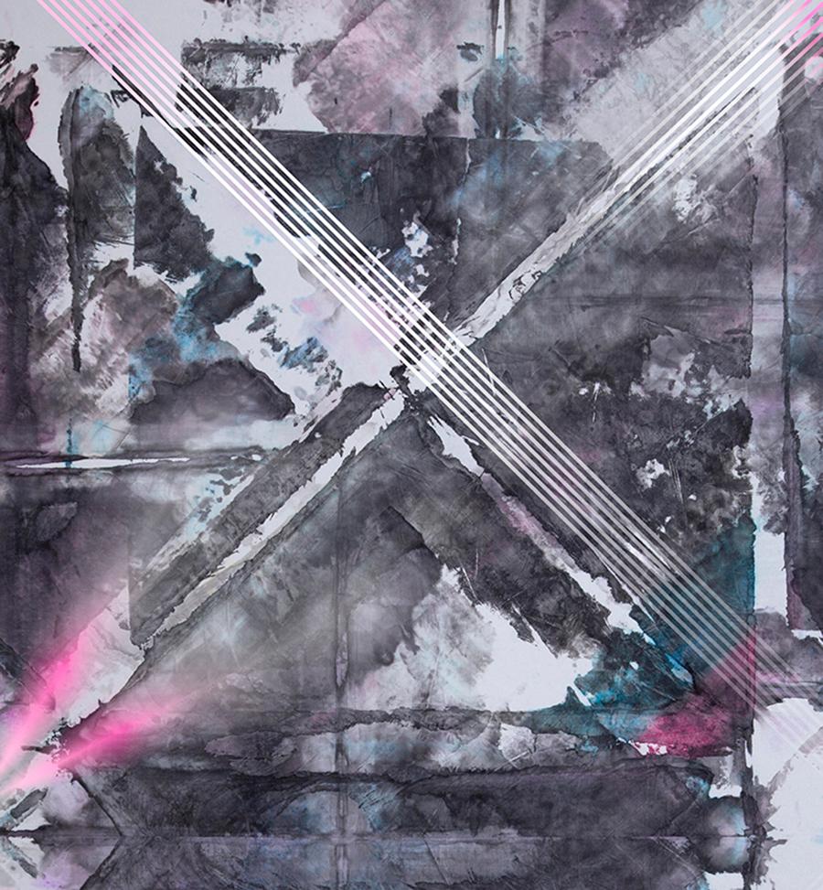 Contemporary Geometric Abstraction- Mixed Media Painting-502109102 - Gray Abstract Painting by Liu Gang 