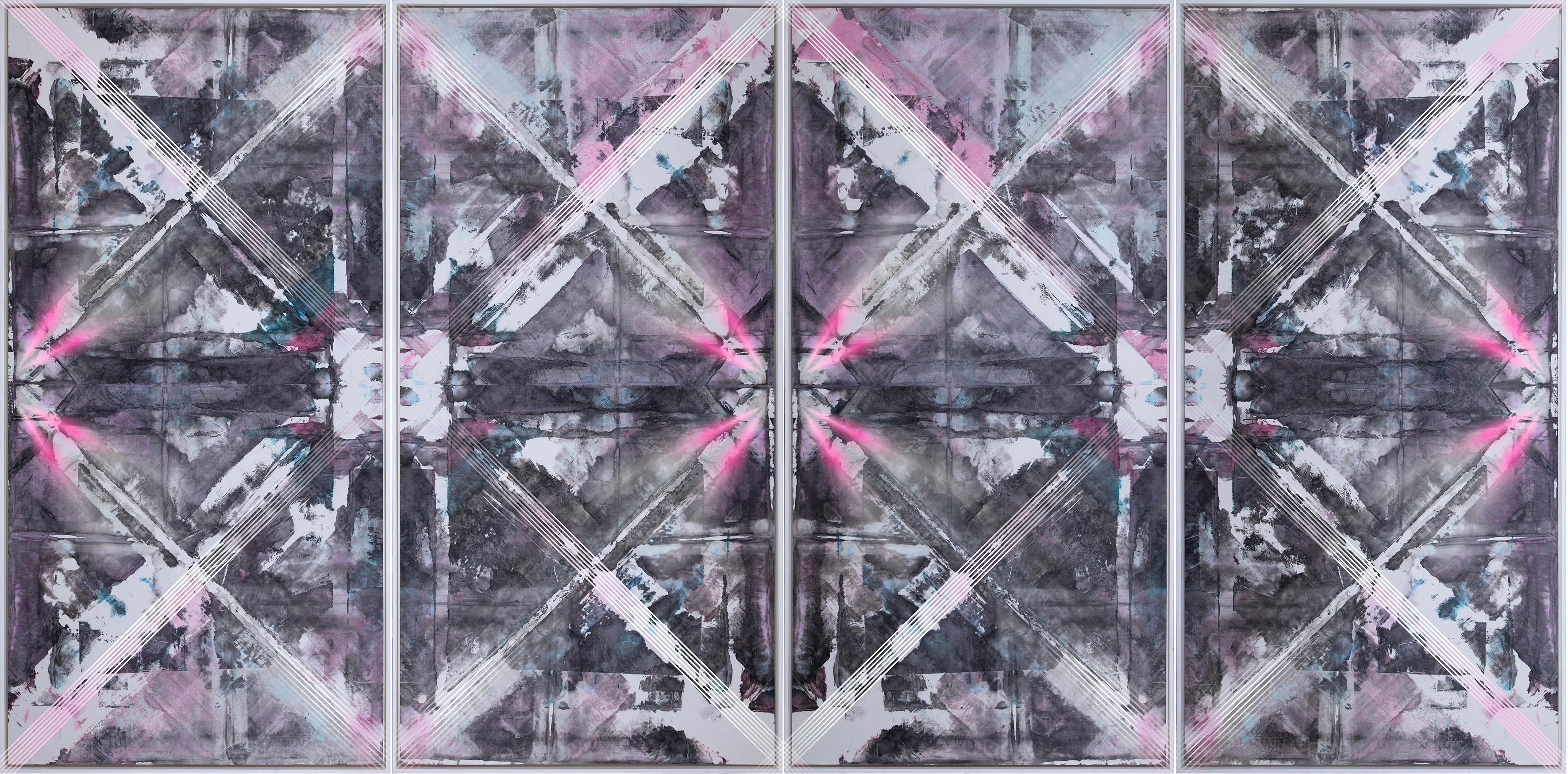 Abstracción geométrica contemporánea - Pintura mixta-502109102