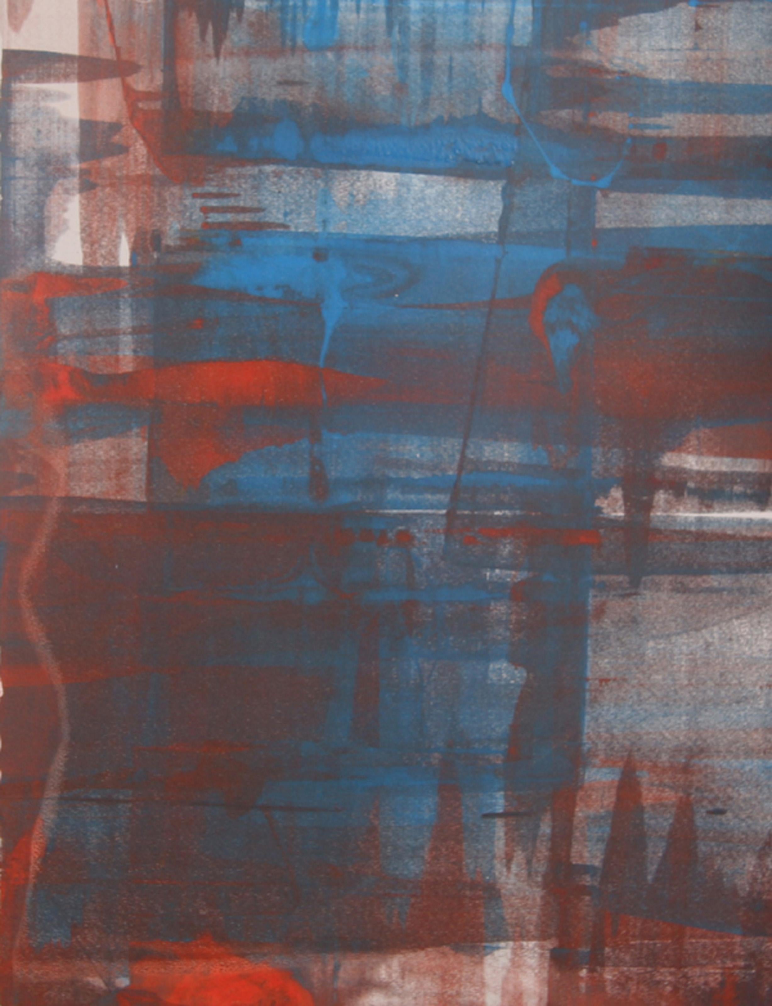 VII, Abstract Expressionist Monoprint by Liu Jian