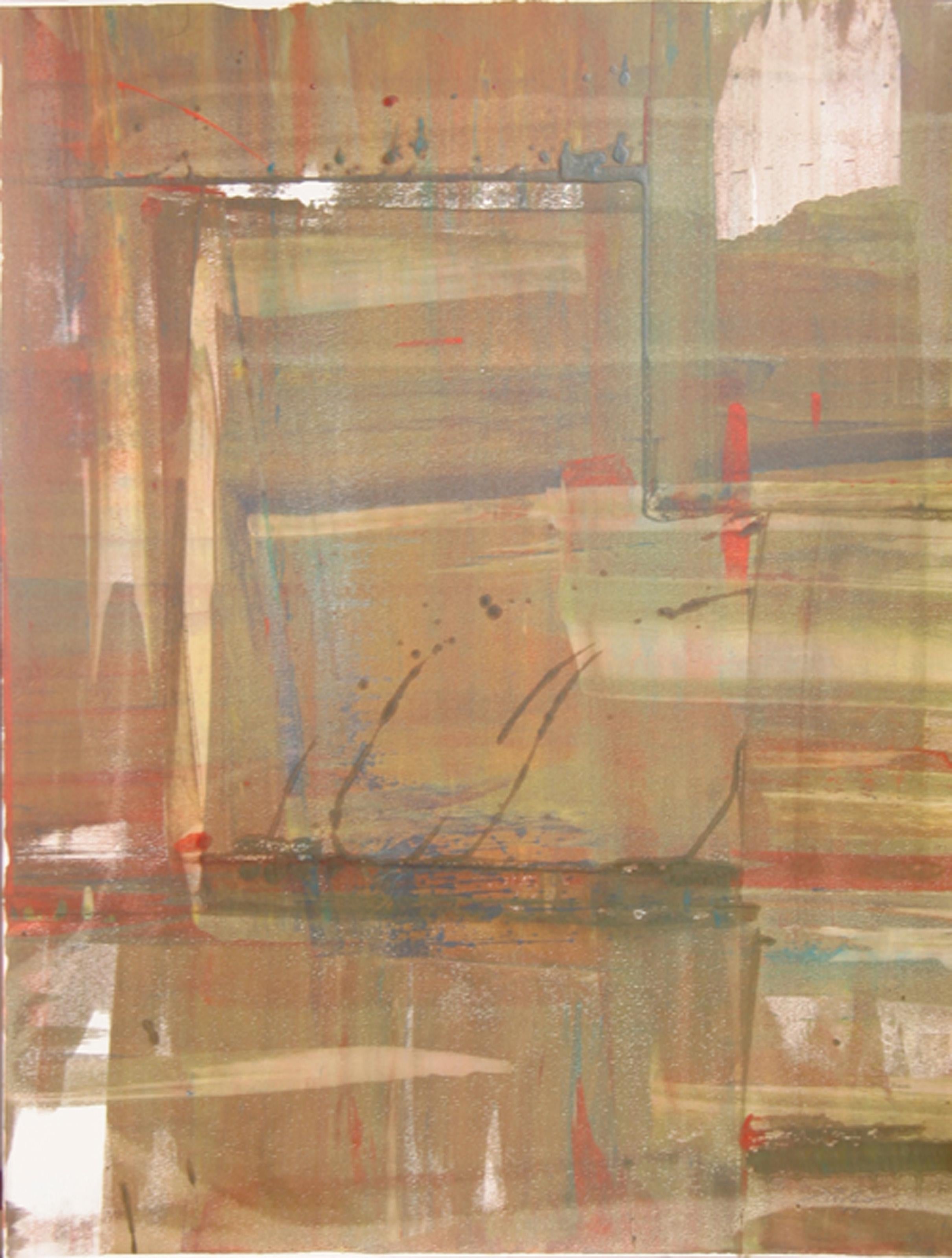 X, Abstract Expressionist Monoprint by Liu Jian