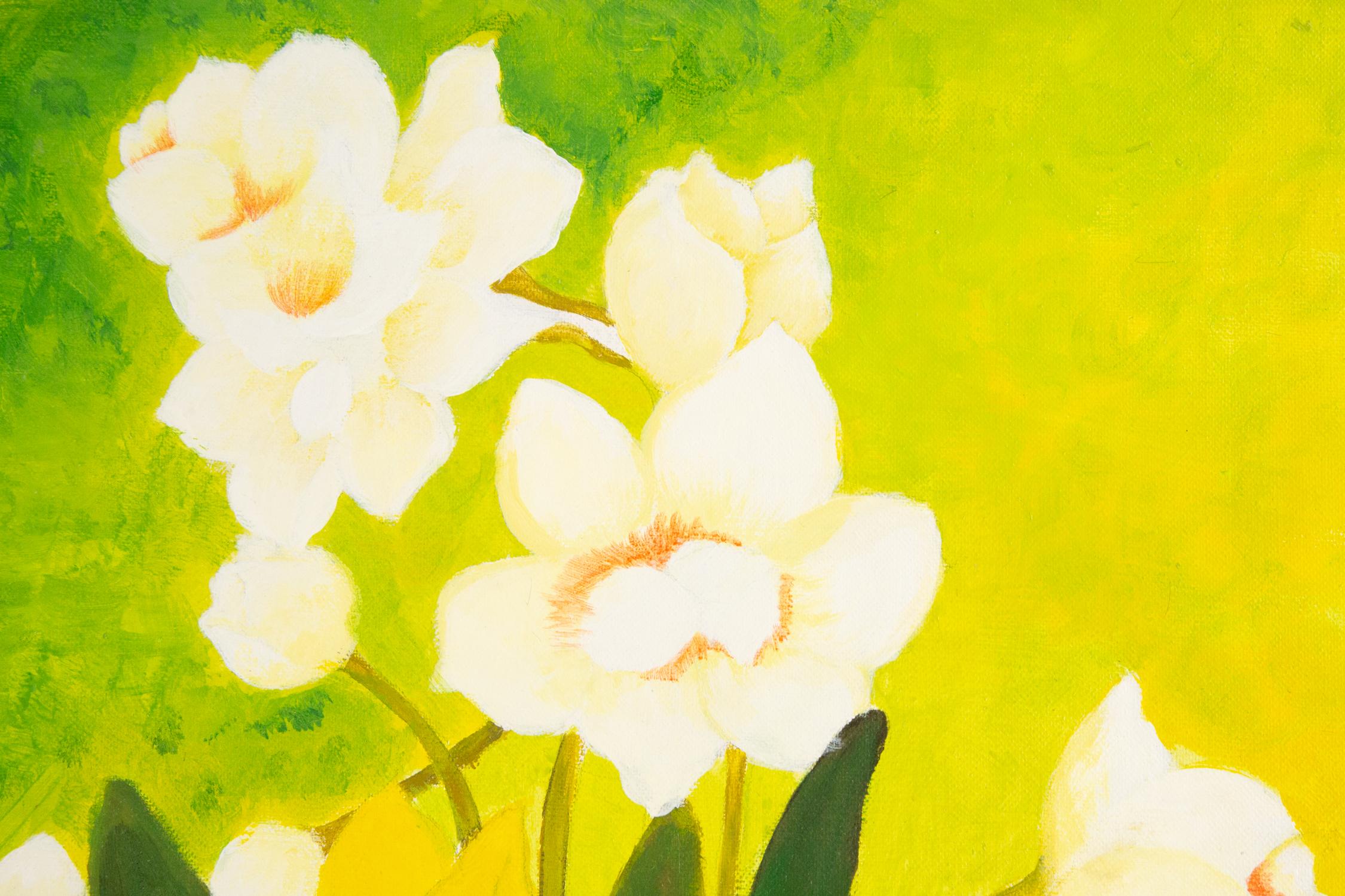 Liu Shuang Stillleben Original Ölgemälde auf Leinwand „Flower In Spring“ im Angebot 3