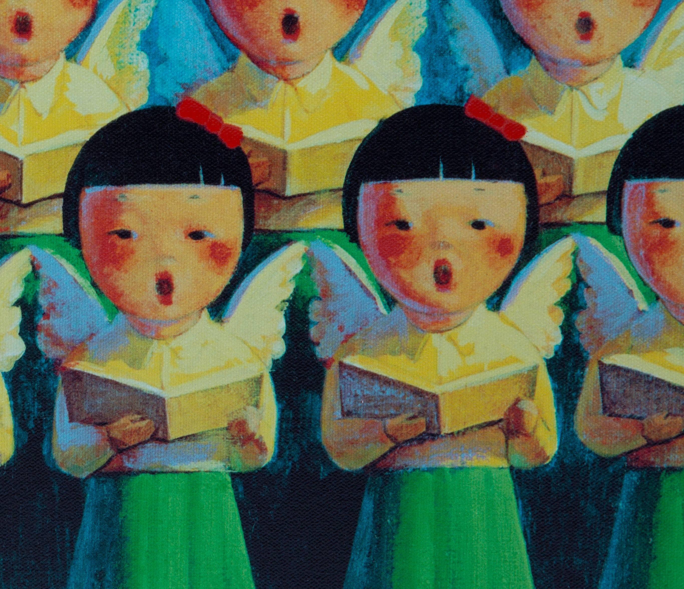 LIU YE CHILDREN IN CHORUS acrilic on canvas  - Post-Modern Print by Liu Ye