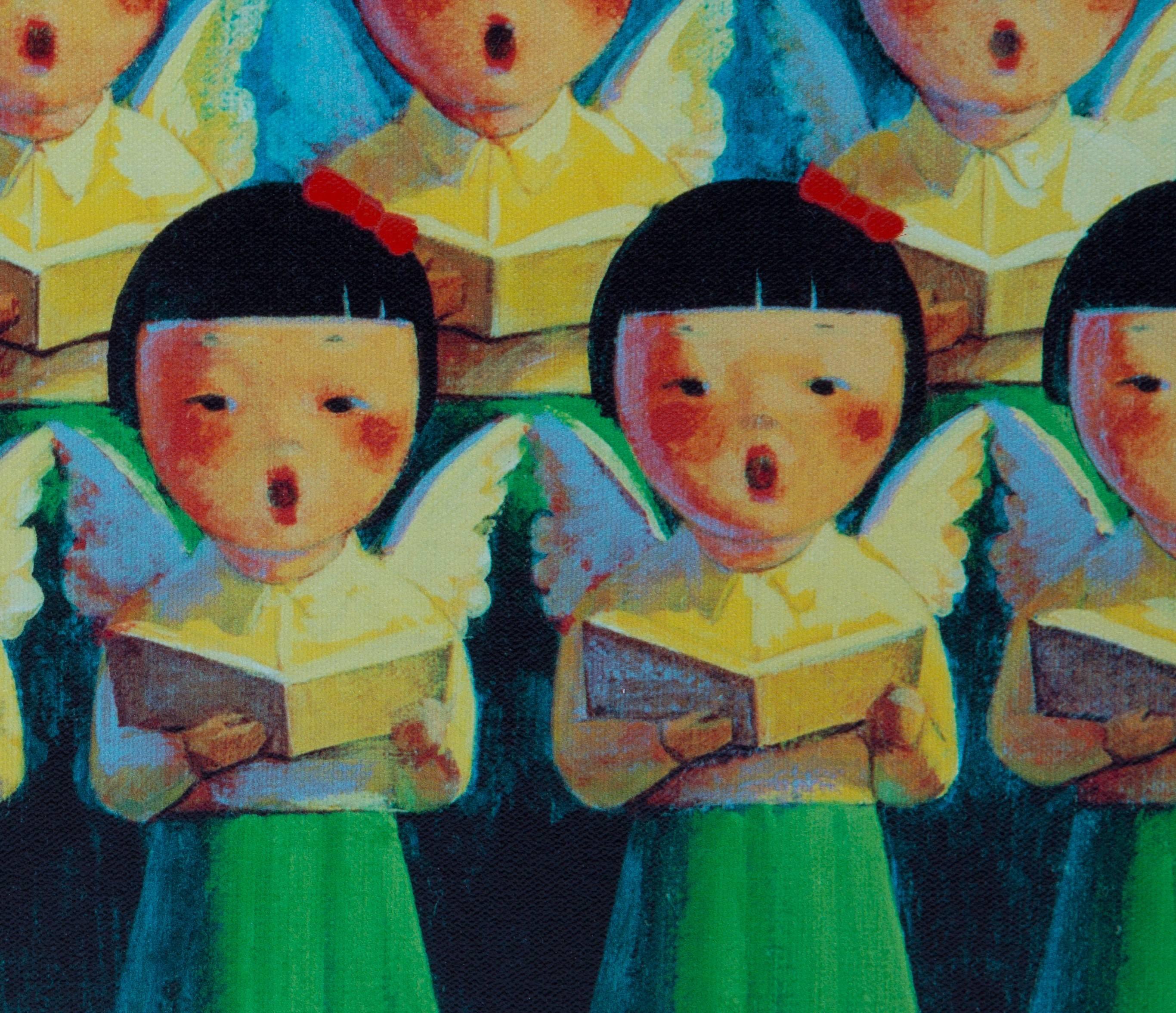 LIU YE CHILDREN IN CHORUS acrilic on canvas - Post-Modern Print by Liu Ye