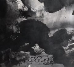 Ghost, Contemporary Asian Abstract Painting Black White Ink Chinese Art Paper