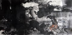 Ghost, Contemporary Asian Abstract Painting Black White Ink Chinese Art Paper