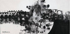 Star, Contemporary Asian Abstract Painting Black White Ink Art Chinese Paper