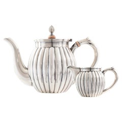 Service à thé russe en argent de l'époque impériale de Liubavin, vers 1910, du comte Hendrikoff