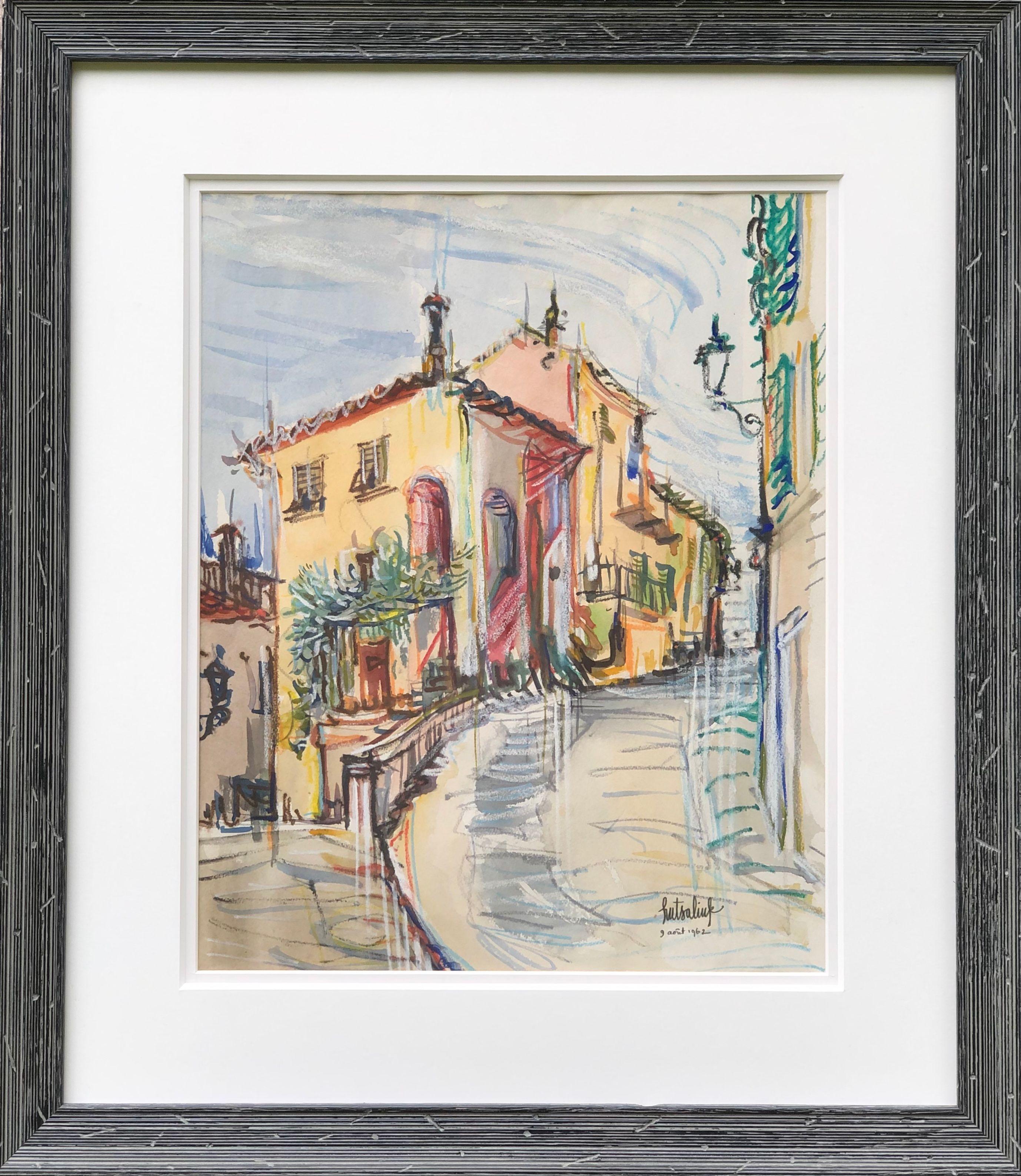 Village is the South of France - Painting by Liuboslav Hutsaliuk