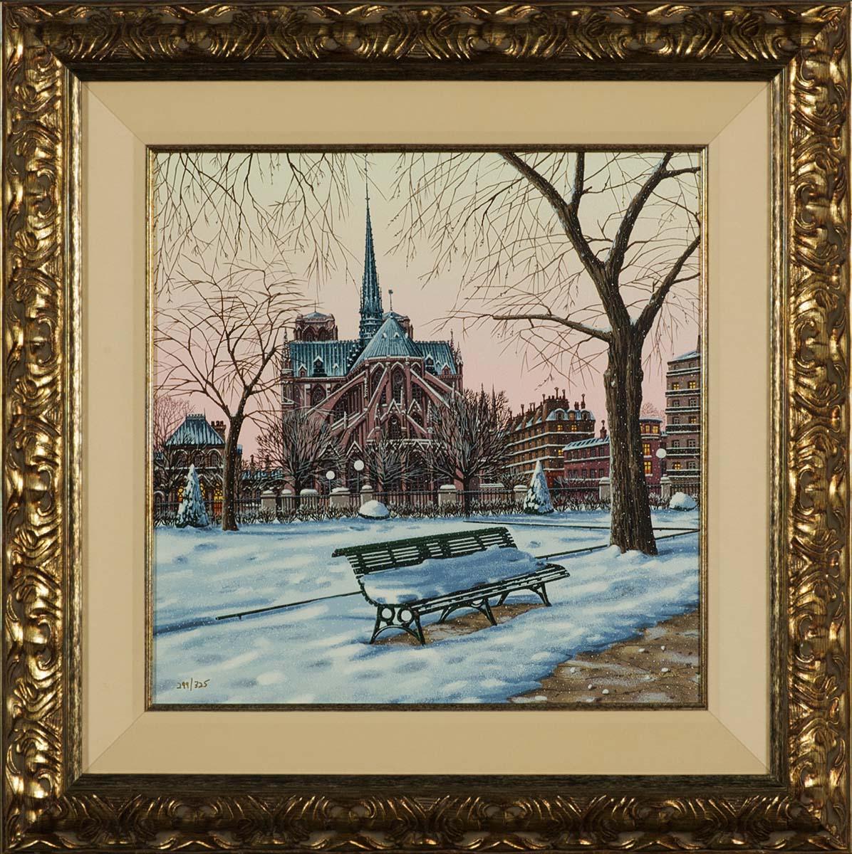 Notre Dame in Winter (Postcards From Paris)  - Mixed Media Art by Liudmila Kondakova