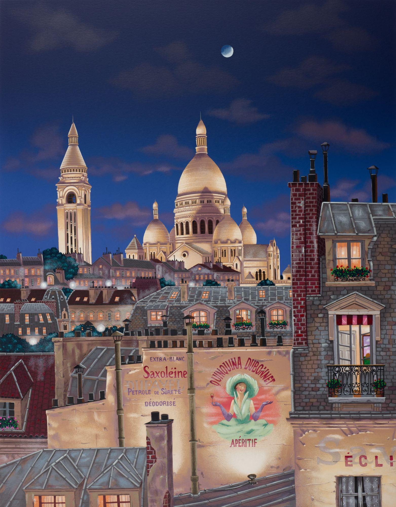 Atardecer en París (Azoteas de París) - Print de Liudmila Kondakova