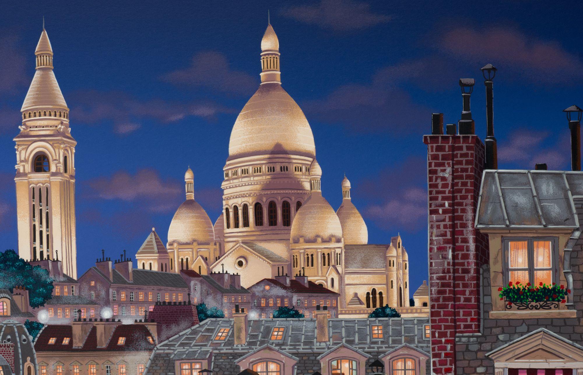 Atardecer en París (Azoteas de París) - Print Contemporáneo de Liudmila Kondakova