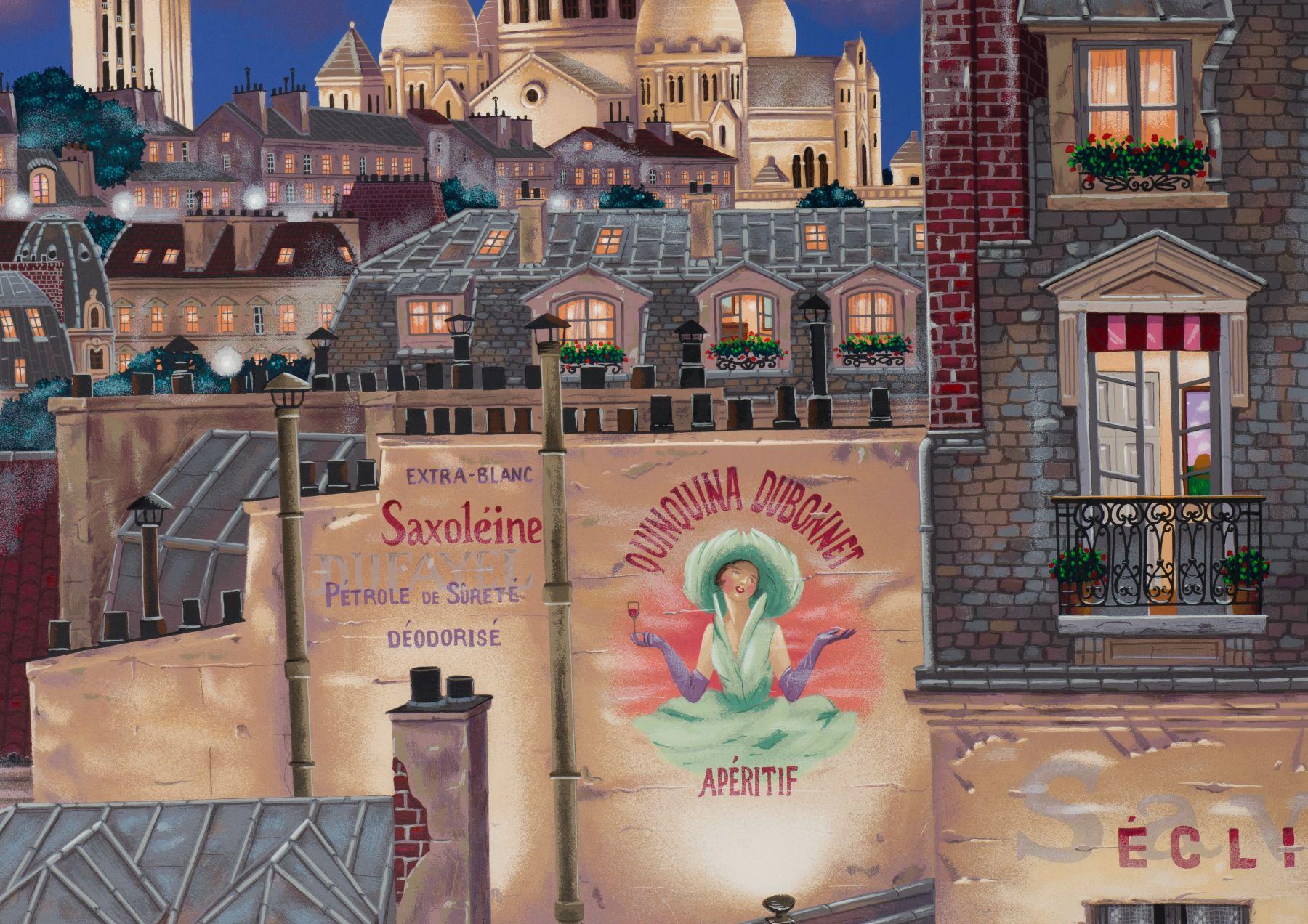 Atardecer en París (Azoteas de París) - Figurative Print Gris de Liudmila Kondakova