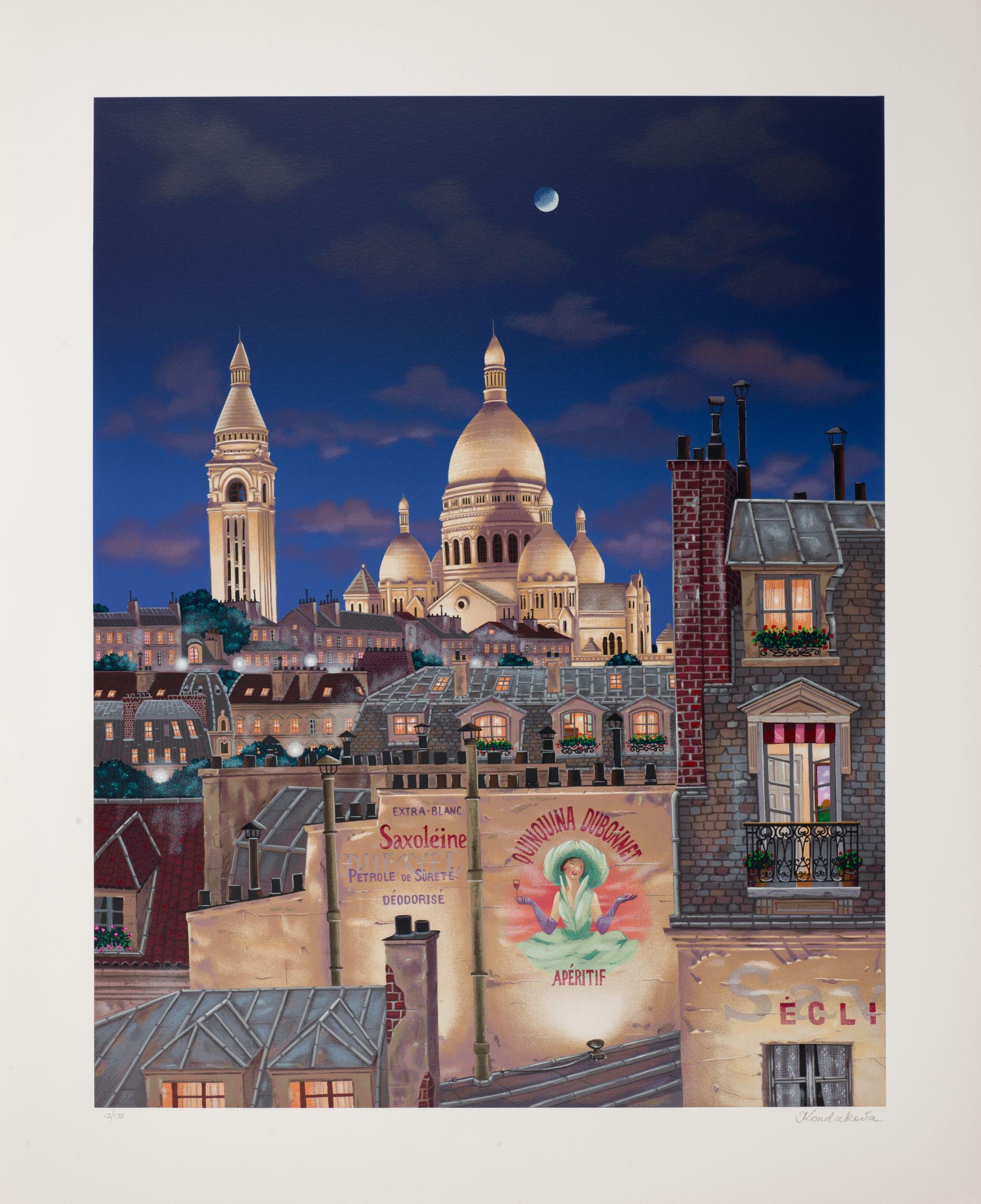 Figurative Print de Liudmila Kondakova - Atardecer en París (Azoteas de París)