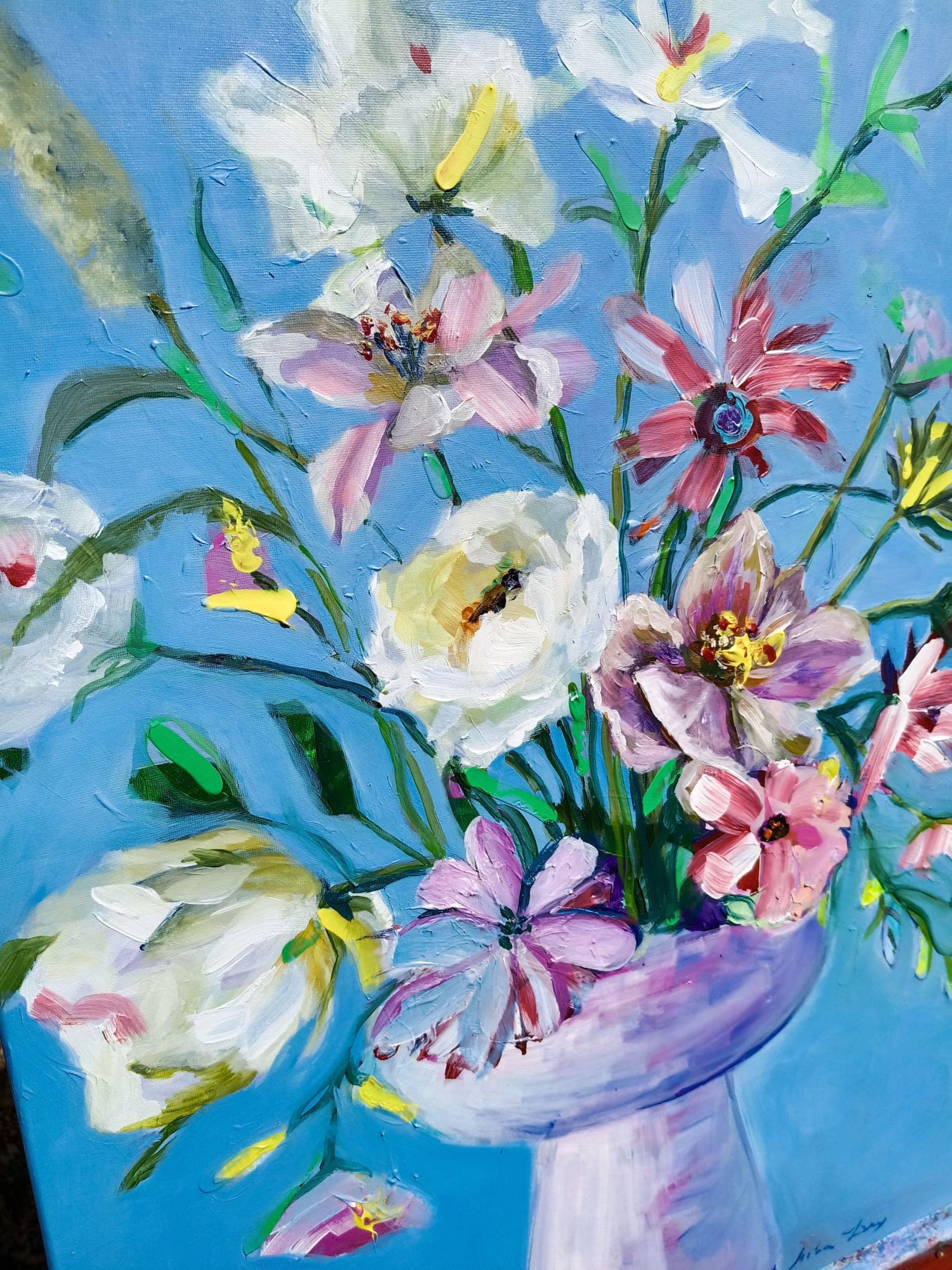 Ramo en un jarrón de moda. - Painting Impresionista de Liudmila Shabazova 