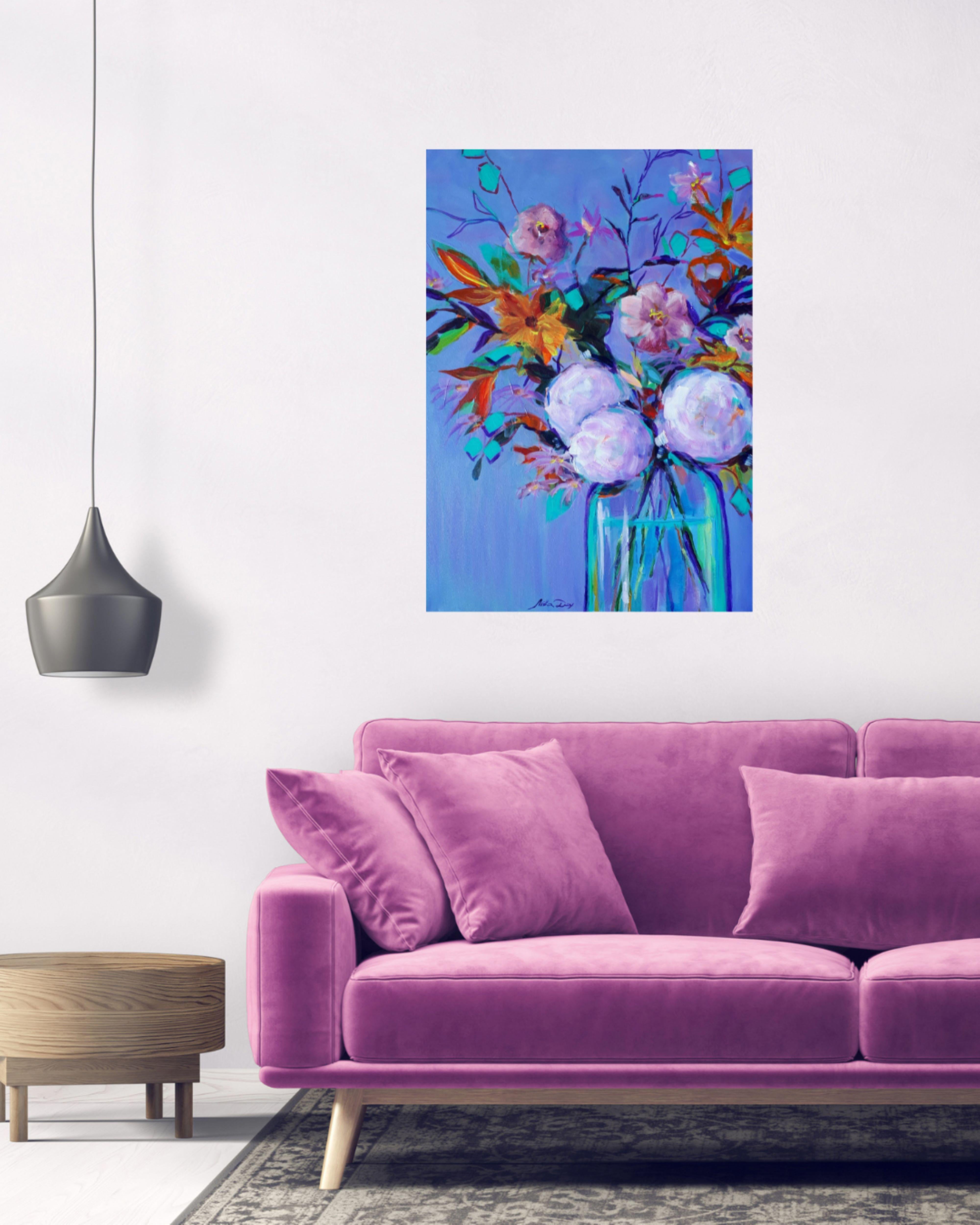 Bouquet di ortensie 02 - Still-Life Painting Blu di Liudmila Shabazova 
