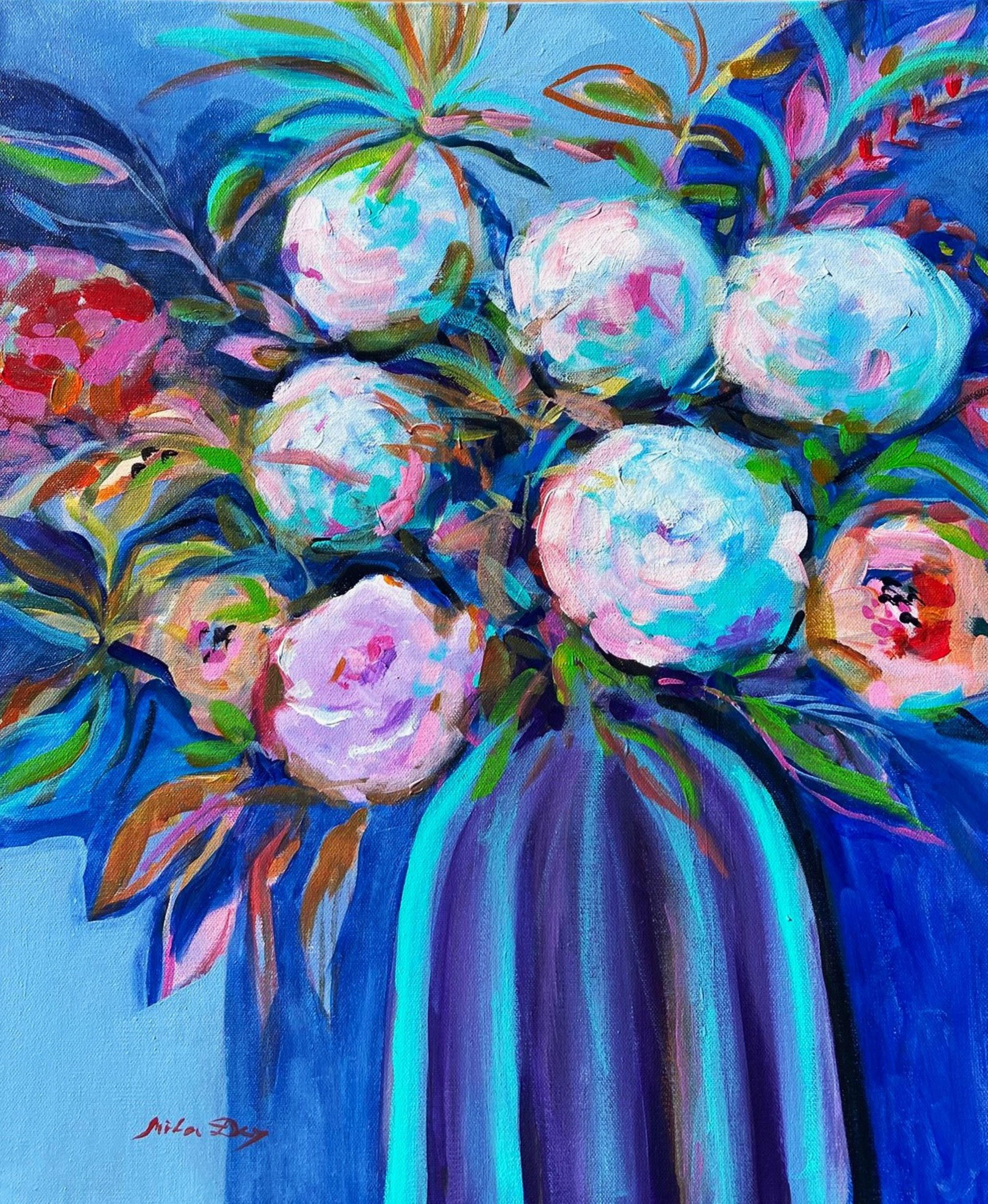 Liudmila Shabazova  Still-Life Painting - "Bouquet with hydrangeas."