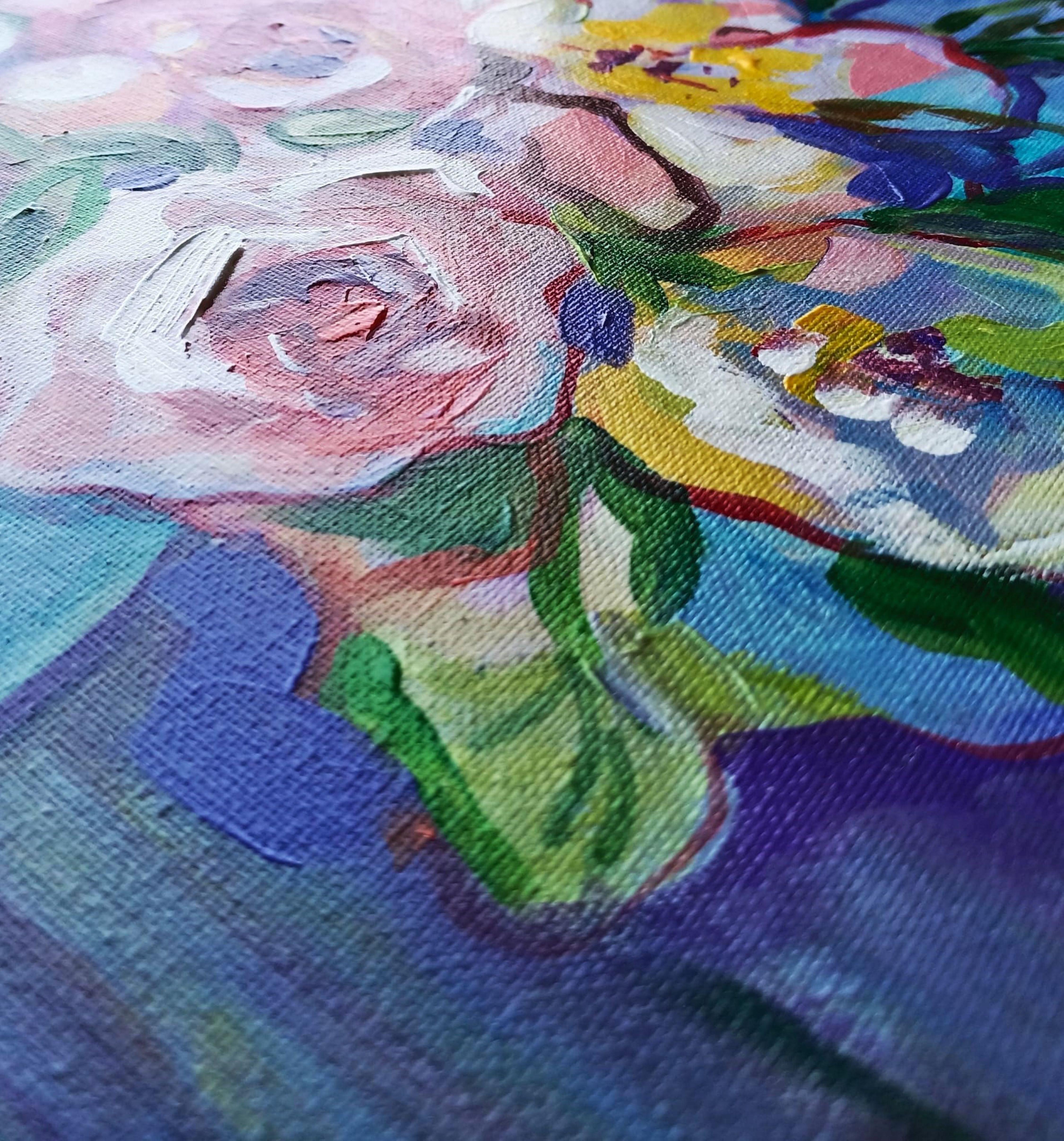 Hell, aber sanft. (Blau), Still-Life Painting, von Liudmila Shabazova 