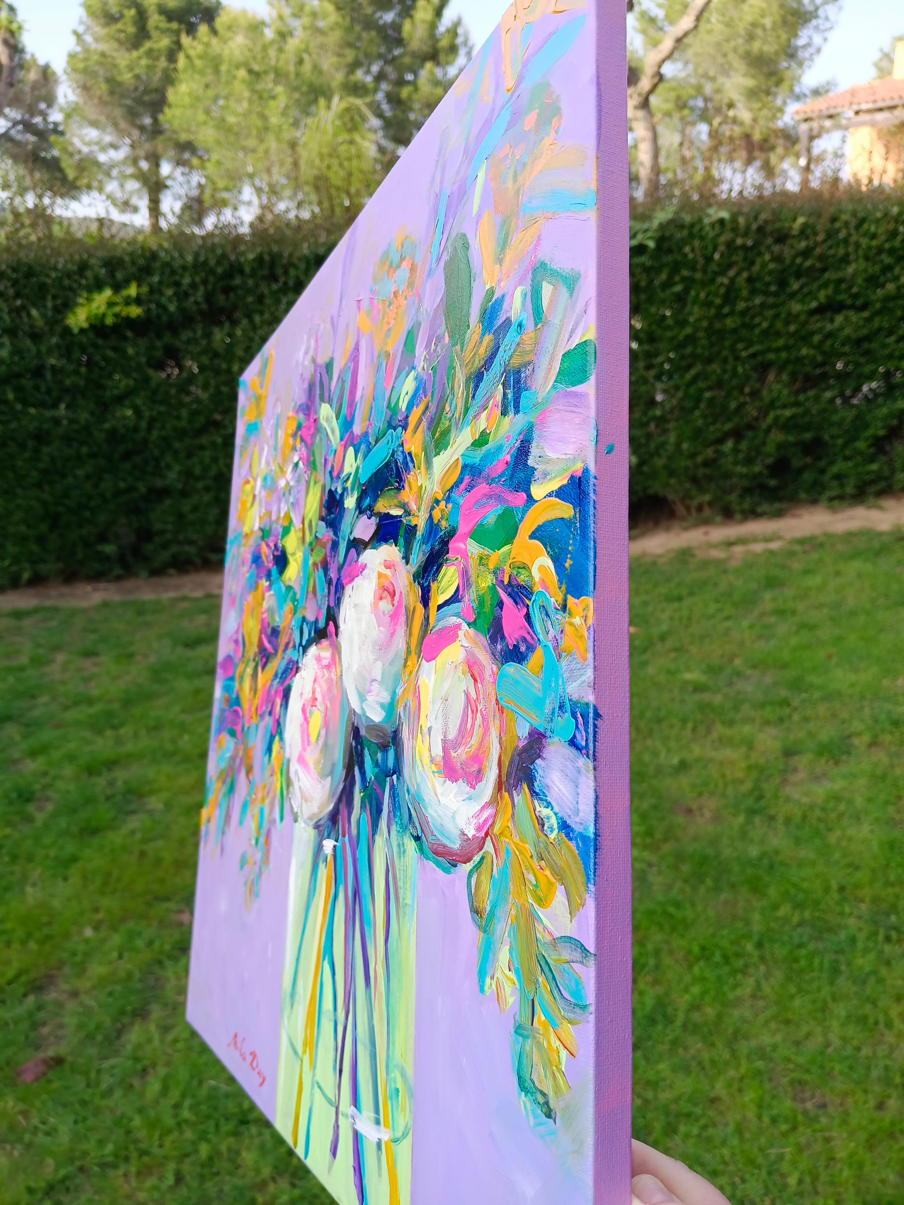 Un meraviglioso bouquet di fiori primaverili in un vaso di vetro.
L'opera è dipinta con colori vivaci e grandi pennellate.
Lo stile impressionista offre all'artista molte opportunità di esprimere i propri sentimenti con i colori.

Questo stile è
