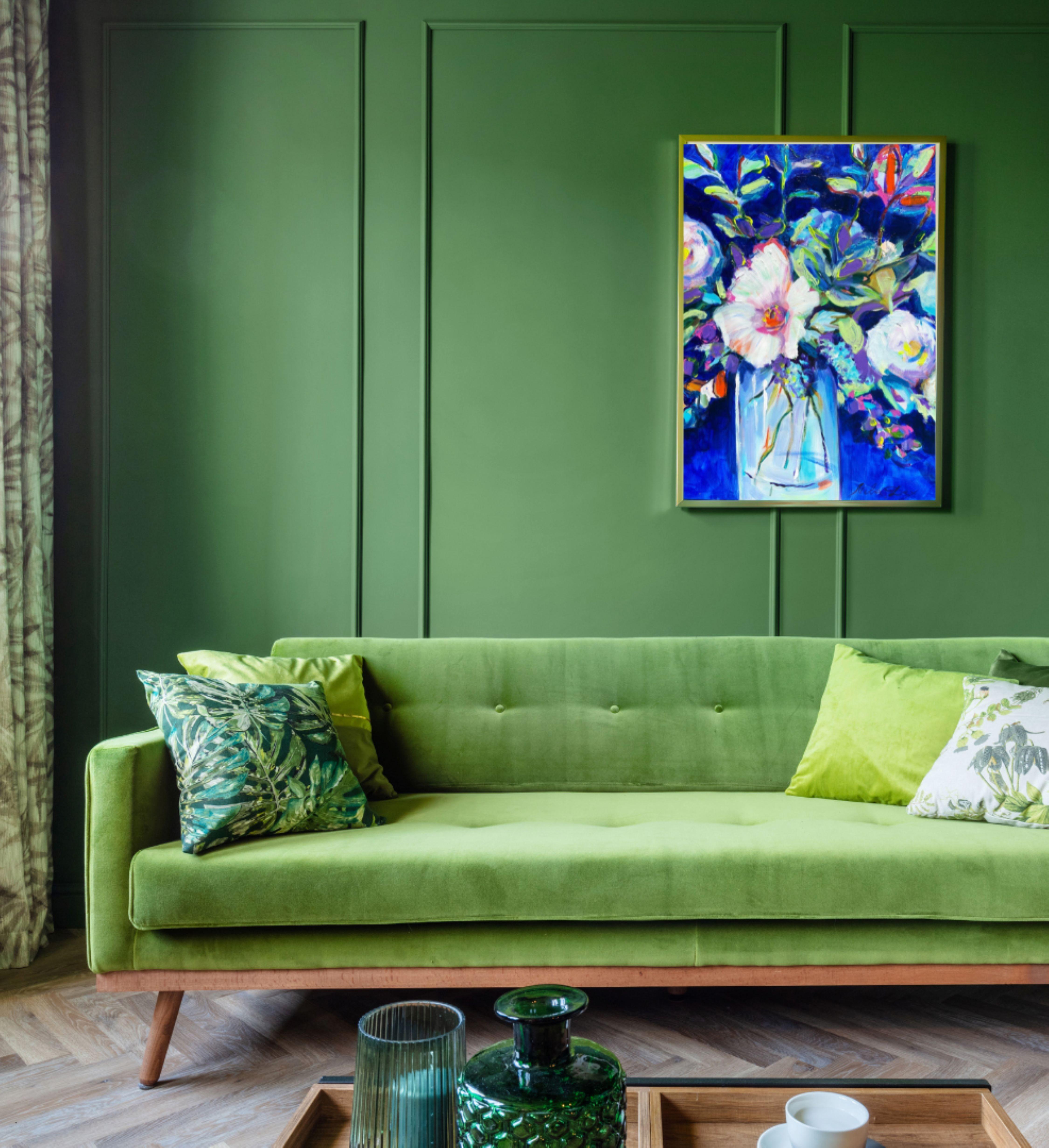 Bright colors and color contrasts create a joyful mood. 
The painting depicts a festive bouquet.
 Any frame will suit it, depending on your interior.The work is done on canvas with acrylic paints and varnished.
 Acrylic is the most environmentally