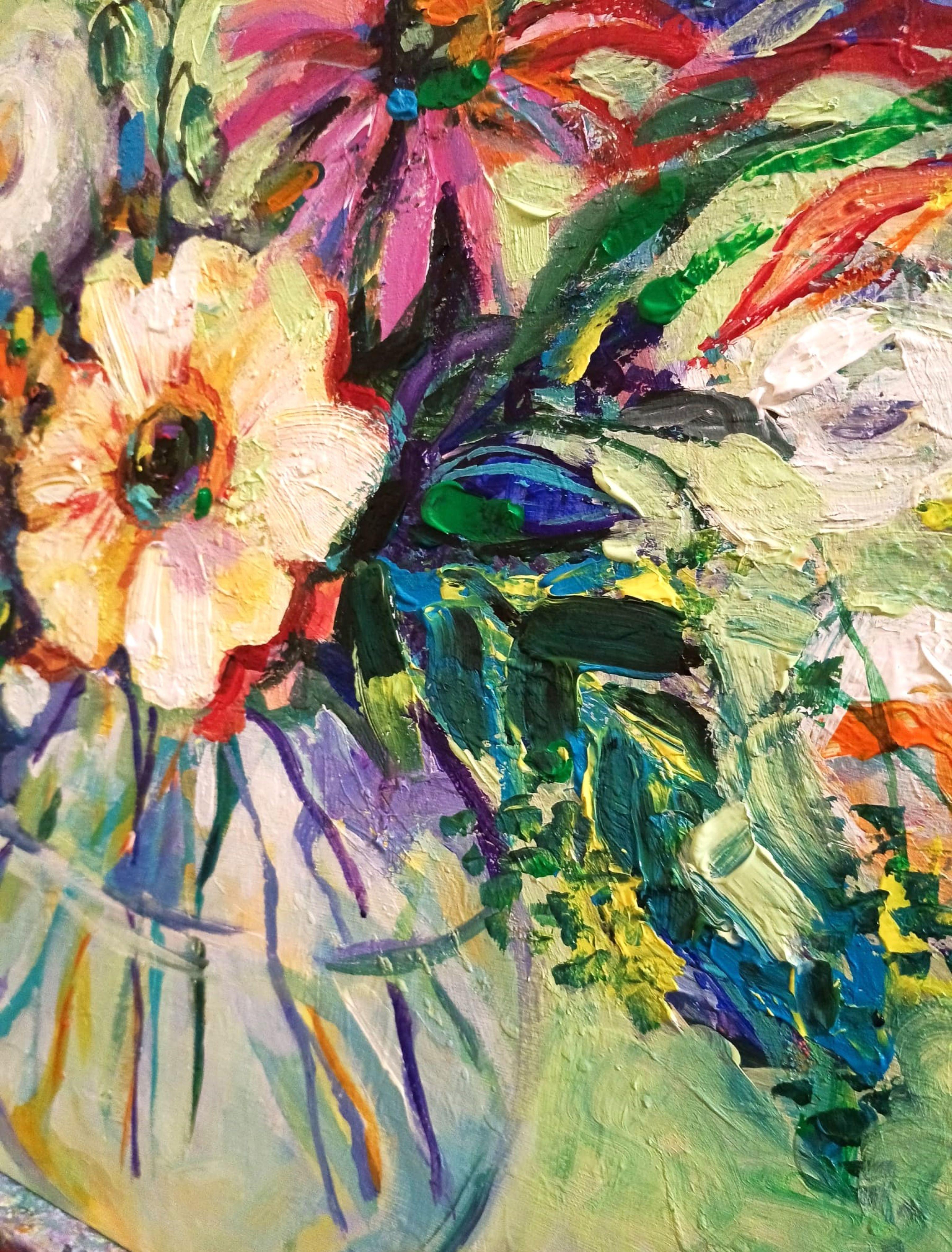 Bouquet festivo 004 - Still-Life Painting Beige di Liudmila Shabazova 