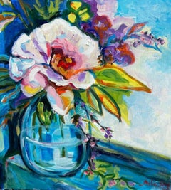 Flor junto a la ventana, Pintura acrílica de interiores