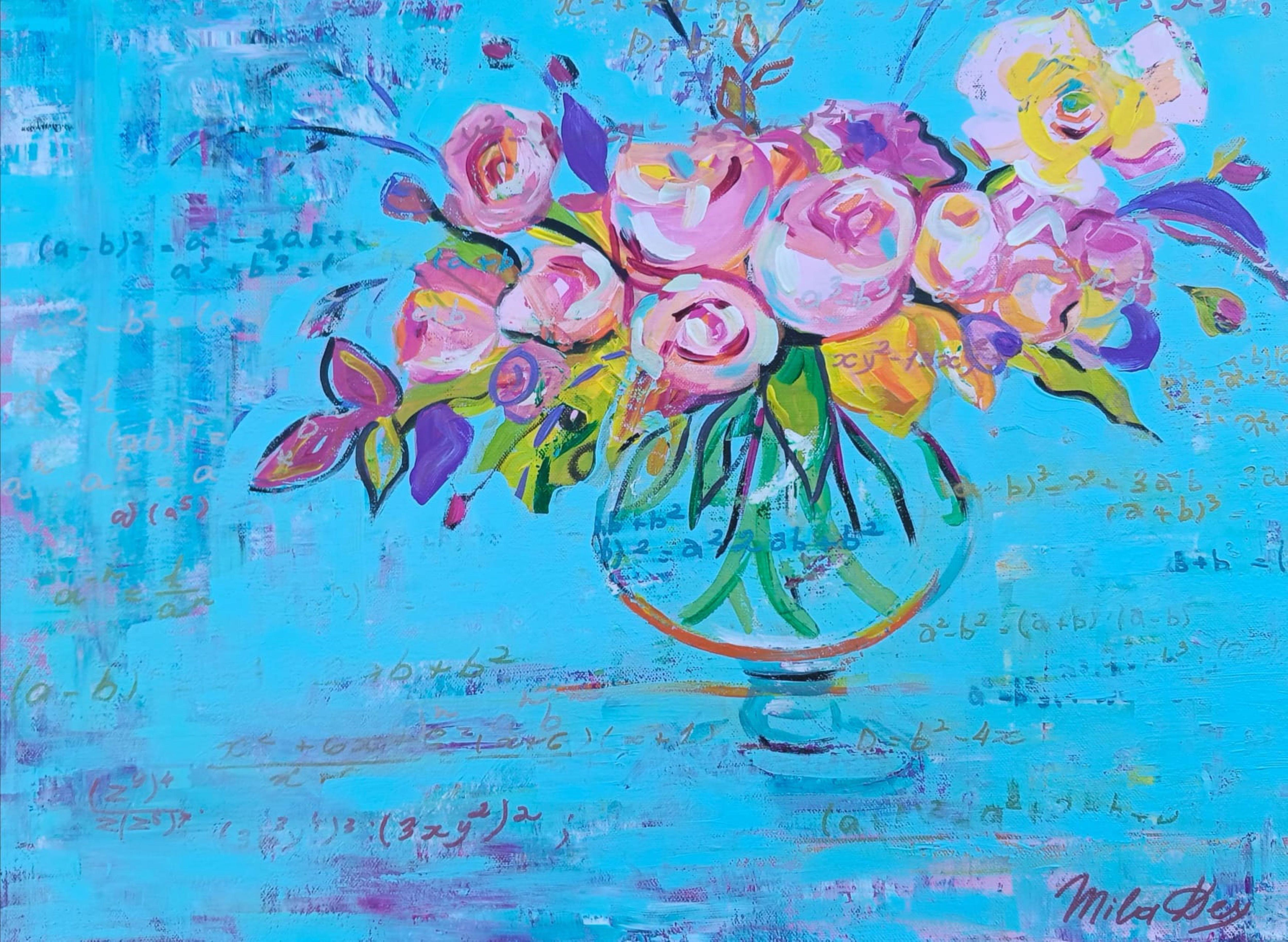 Liudmila Shabazova  Still-Life Painting – Blumen für den Mathelehrer.